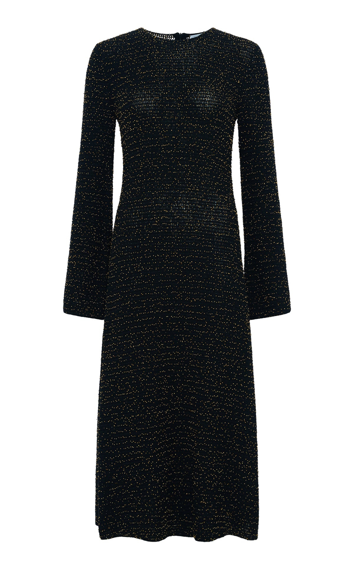 Opora Knit Midi Dress in Black & Gold Beaded Cashmere - 1