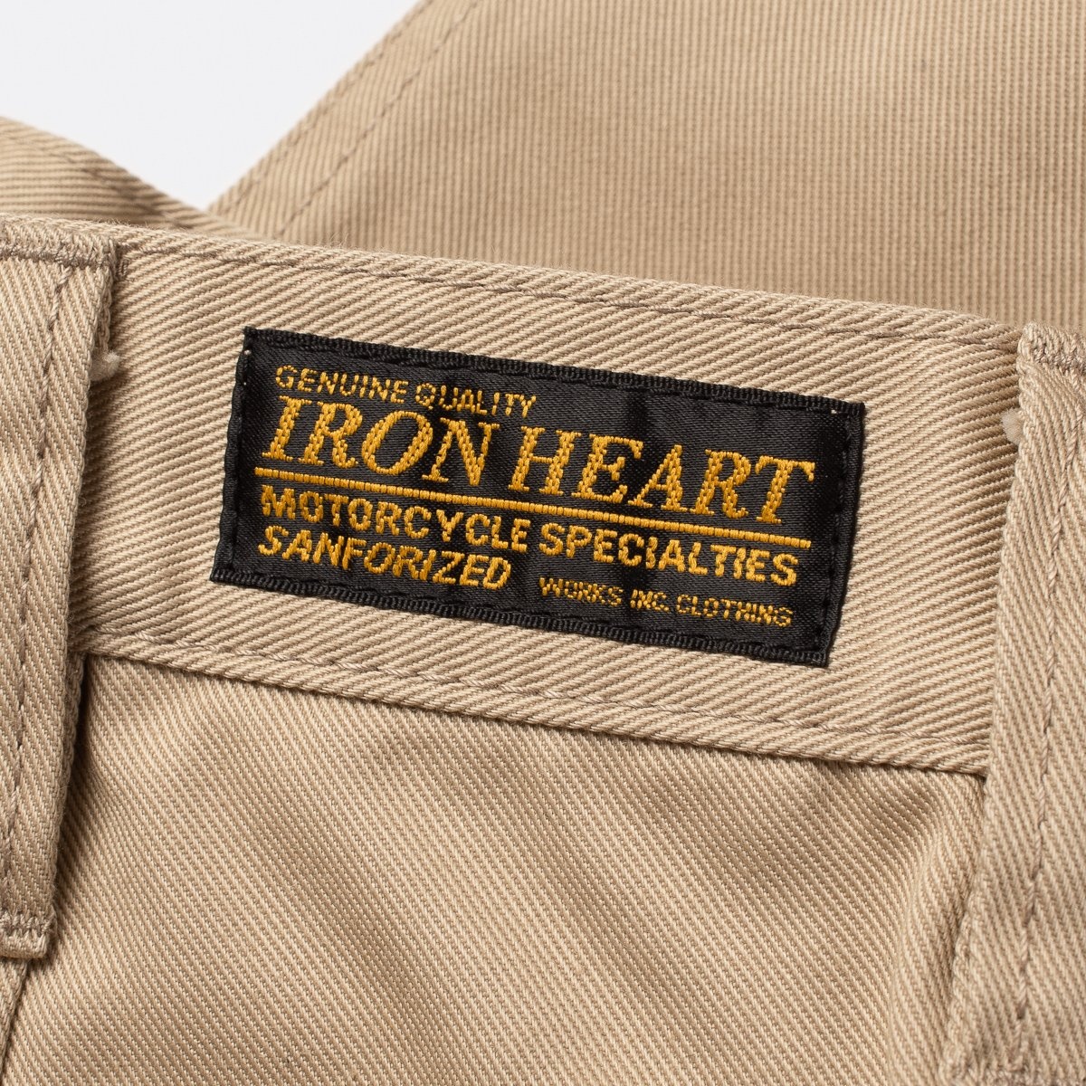 IH-727-KHA 9oz Mercerised Selvedge Cotton Medium/High Rise Tapered Chinos - Khaki - 10