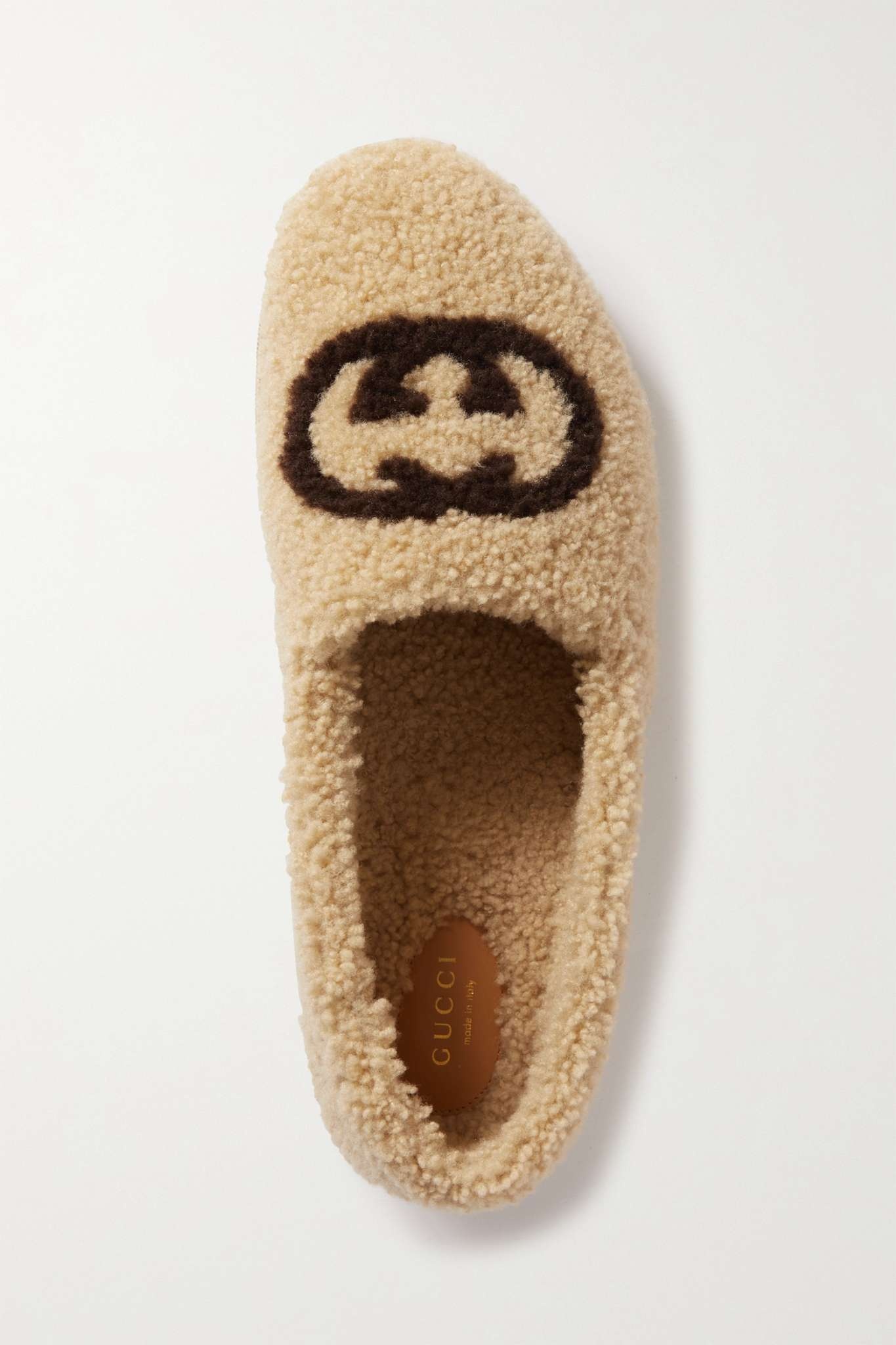 Elea logo-print shearling ballet flats - 1