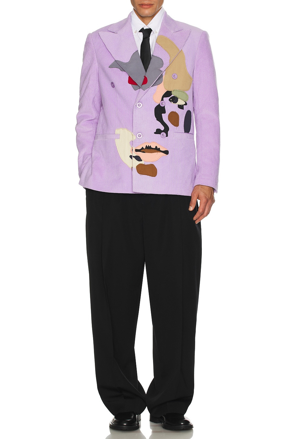 Patchwork Face Corduroy Suit Top - 5