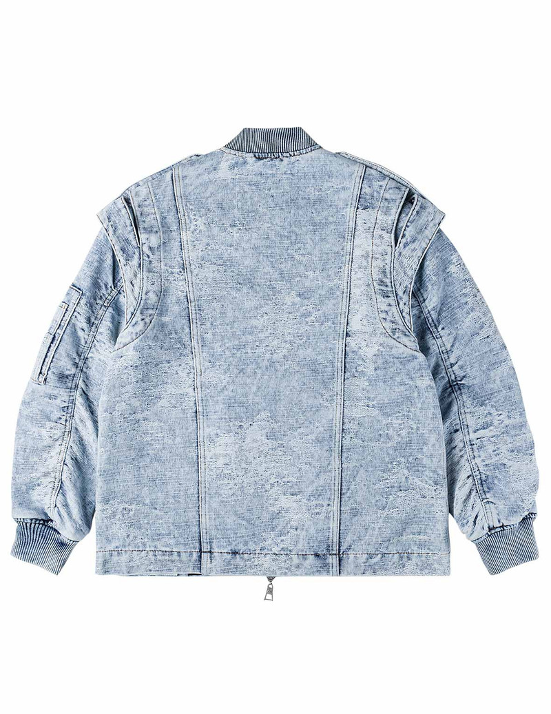 EVISU Detachable Distressed Denim Bomber Jacket outlook