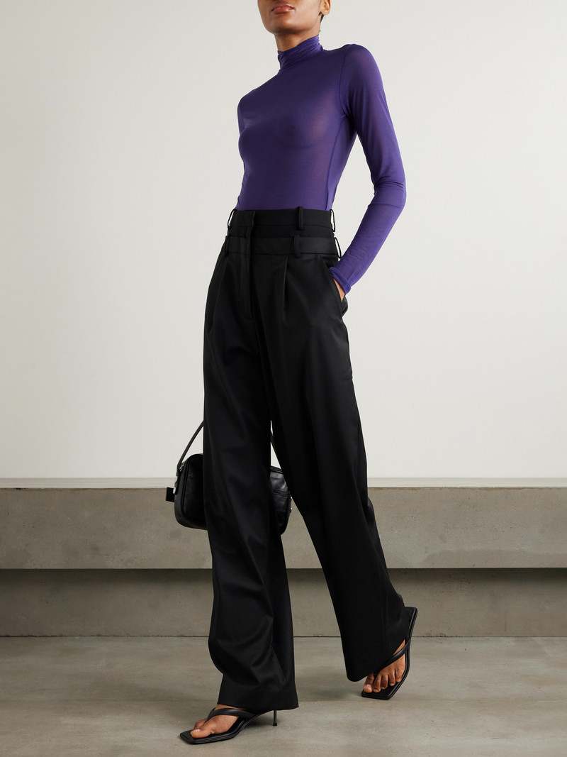 16ARLINGTON Ivlia Layered Pleated Crepe Wide-leg Pants outlook