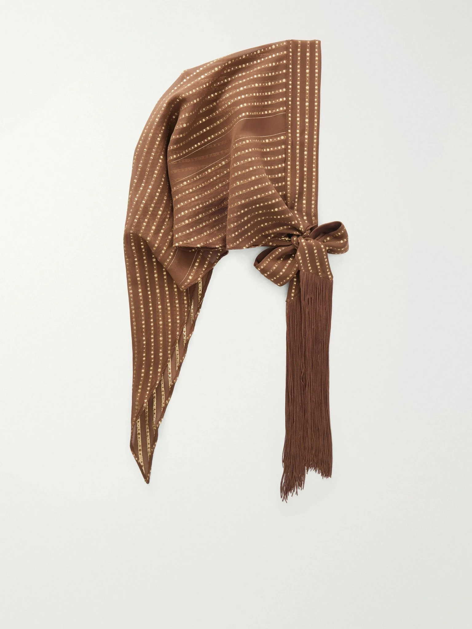 Casablanca fringed Lurex fil coupé silk-blend chiffon scarf Bronze - 1