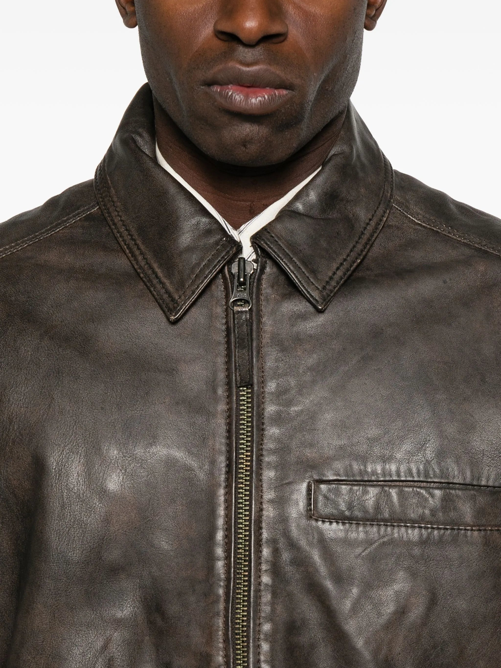 Samsoe Samsoe Sacliff X Zip-front Leather Jacket - 3