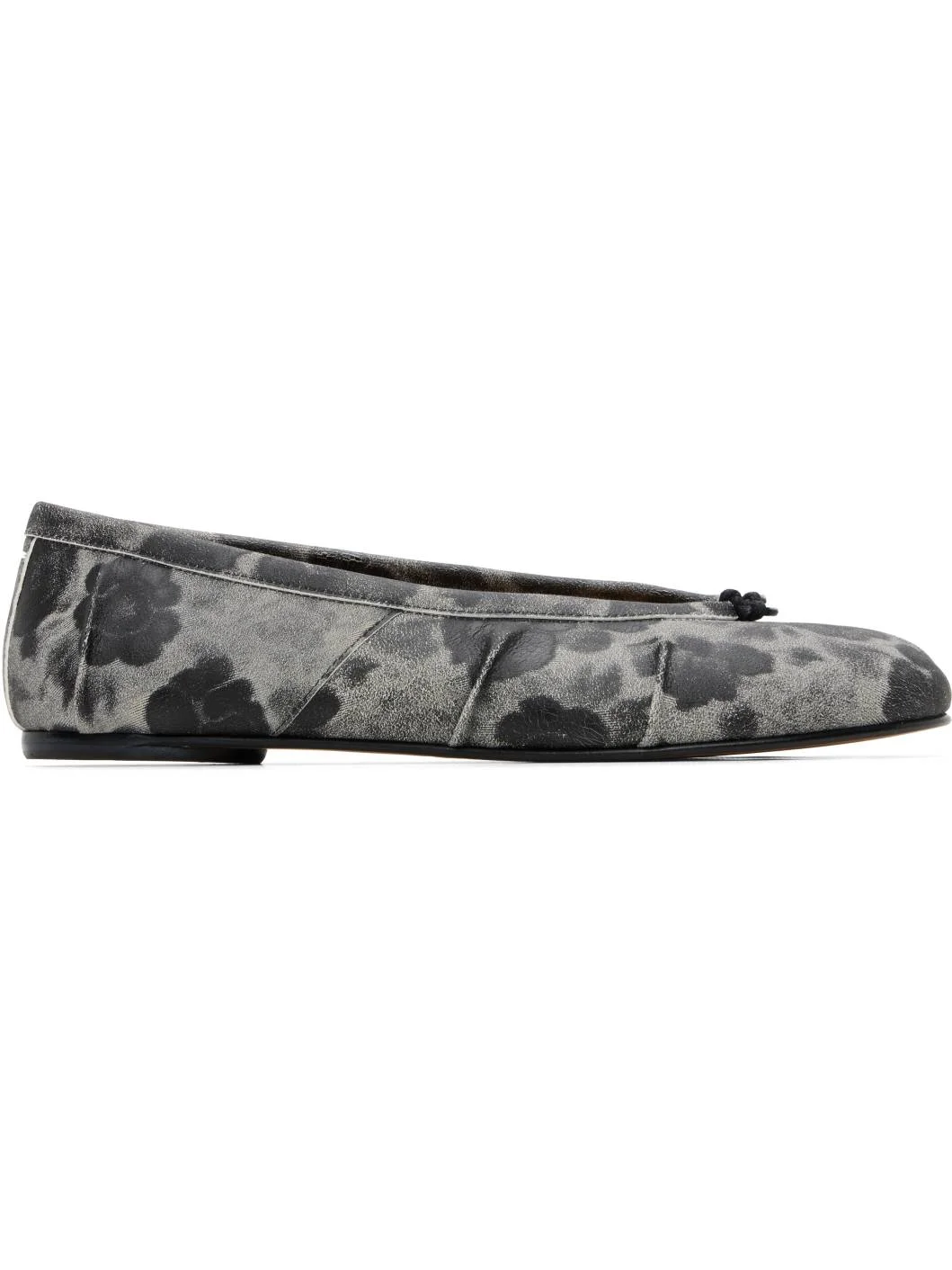 Gray Tabi Crackle Flower Print Ballerina Flats - 1