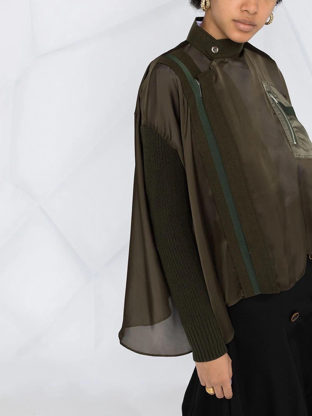 asymmetric satin military blouse - 5