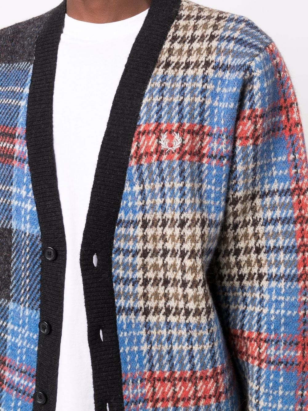 tartan-pattern v-neck cardigan - 6