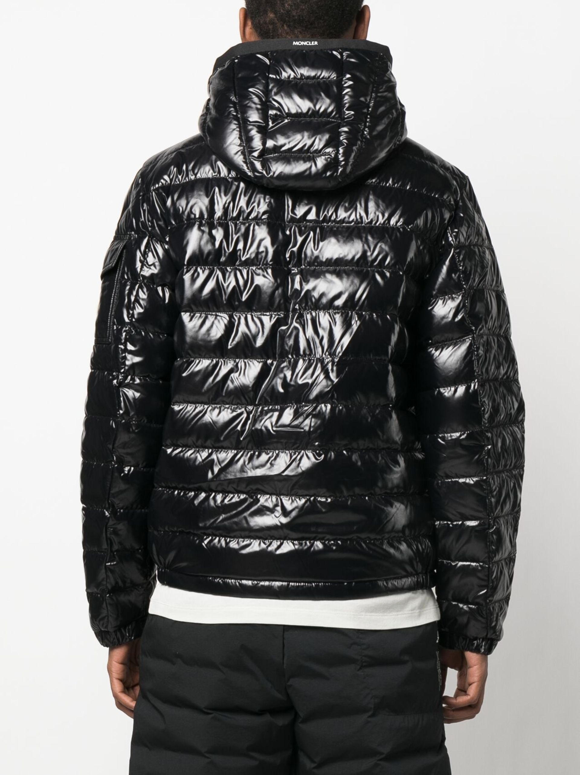 Black Galion Hooded Quilted Down Jacket - 4