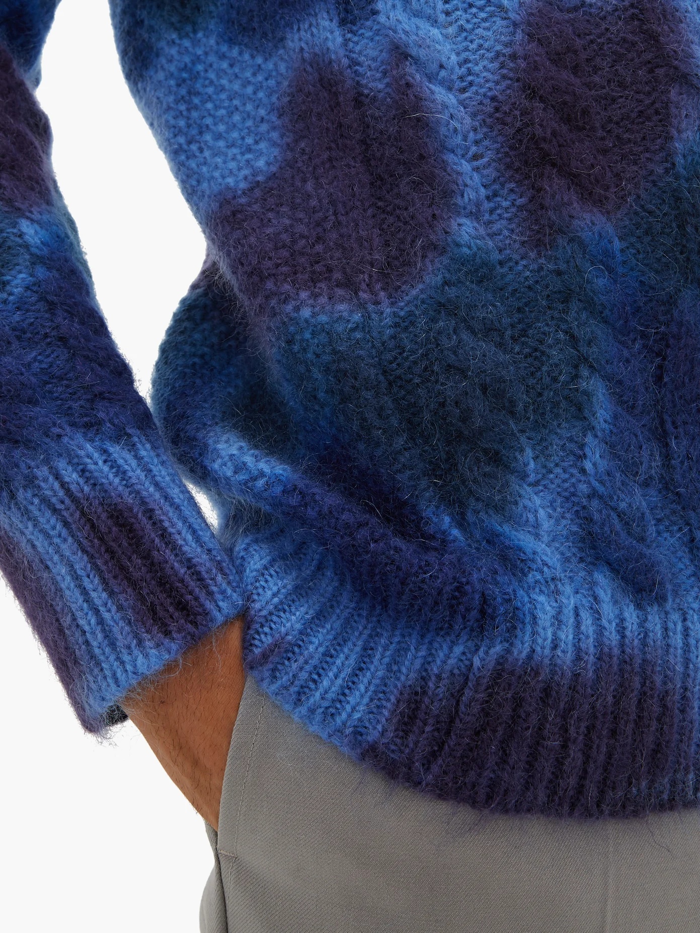 Roll-neck tie-dye mohair-blend cable knit sweater - 3