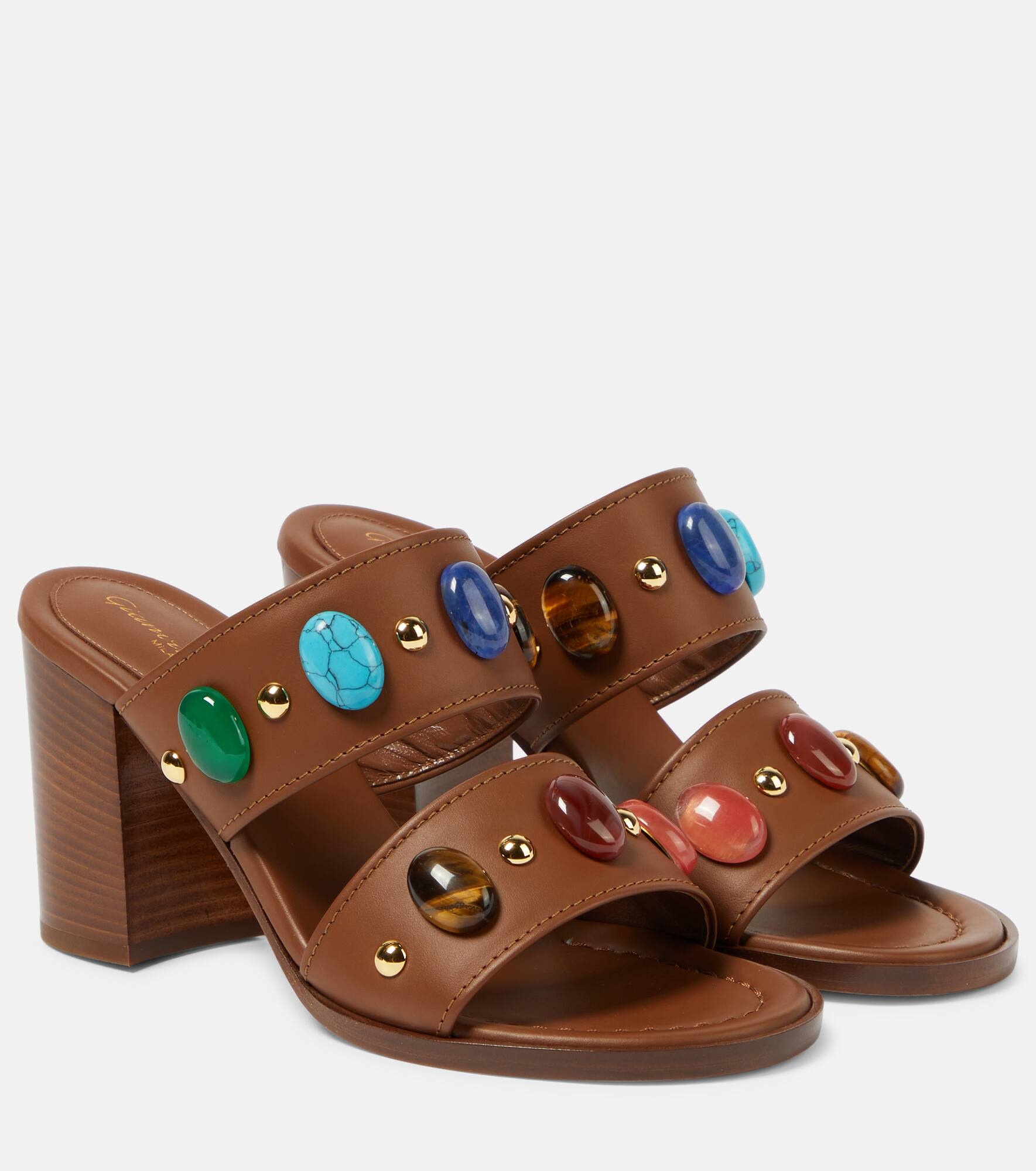 Embellished leather sandals - 1