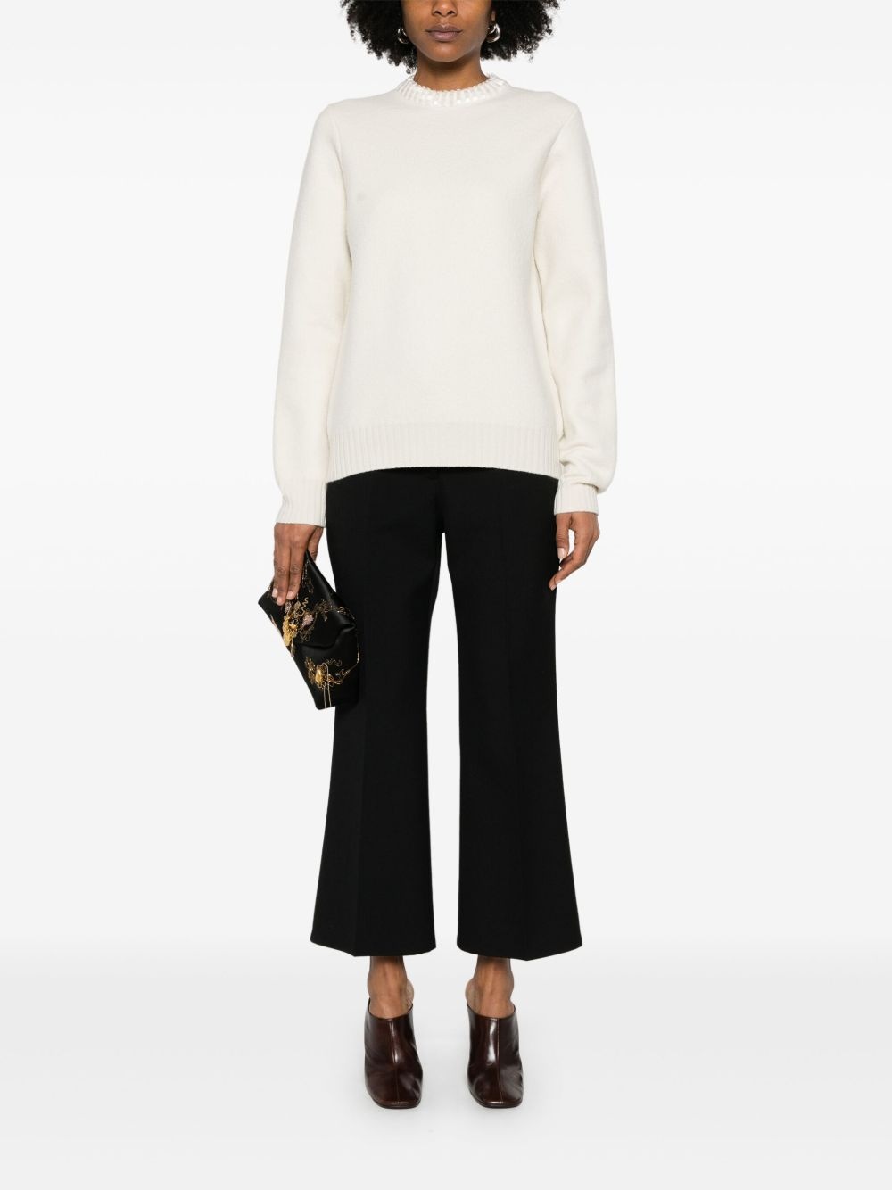 beaded-collar sweater - 2