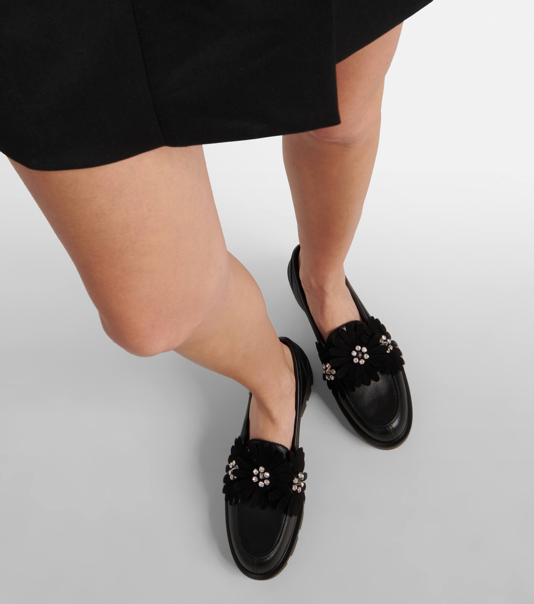 Flora Moc embellished leather loafers - 4