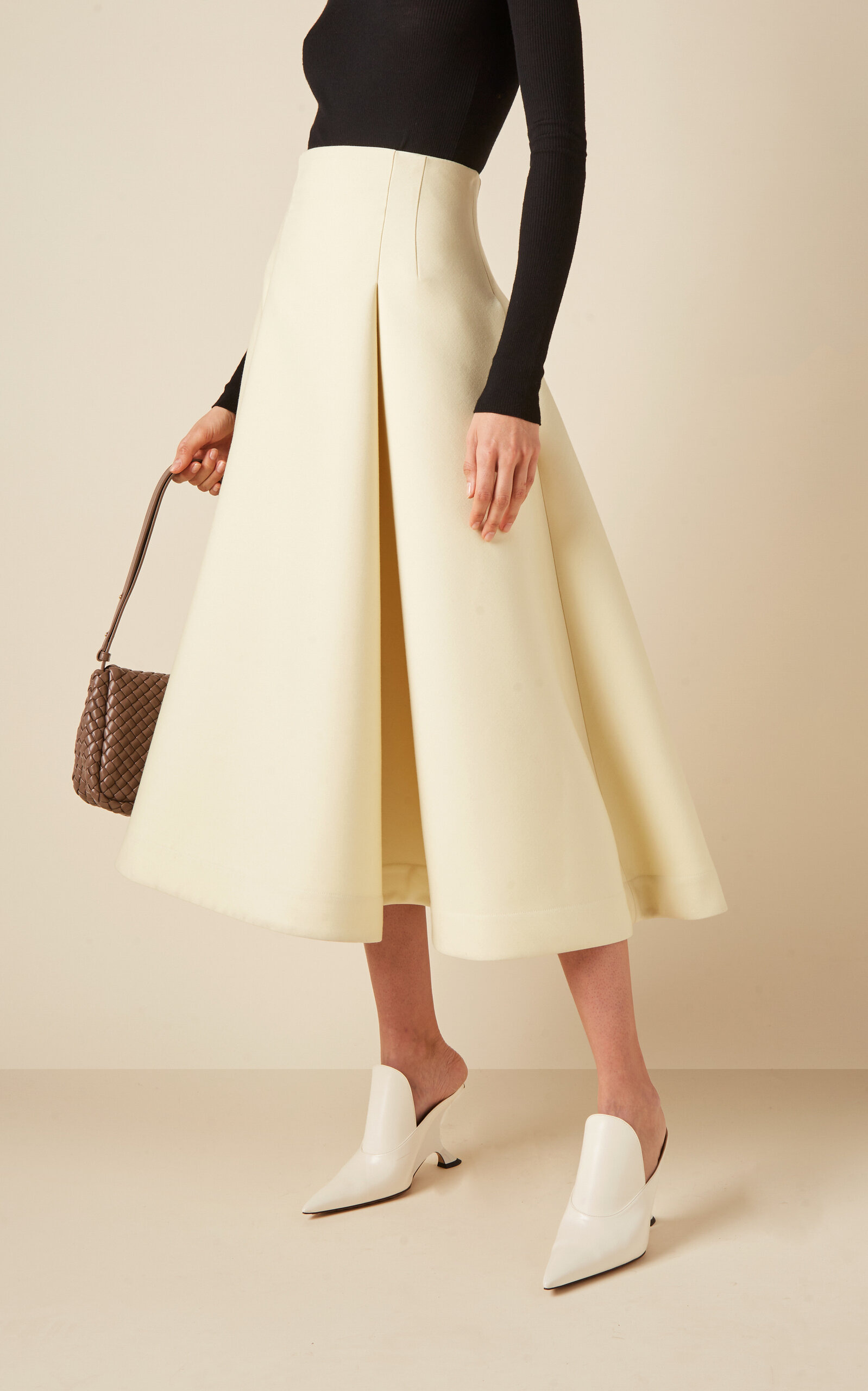 Compact-Knit Wool Midi Skirt yellow - 3