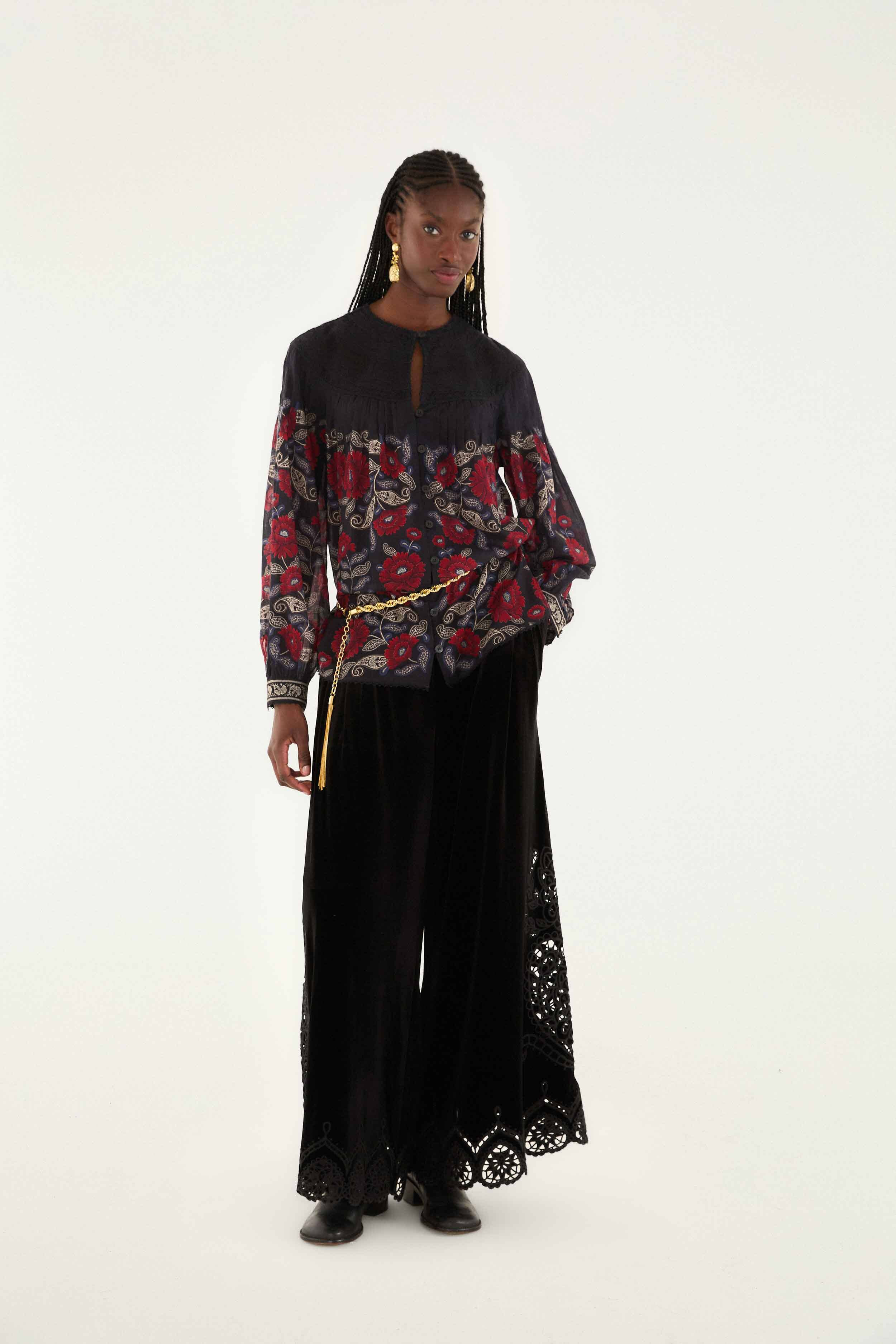 Black Valentina Long Sleeve Blouse - 3