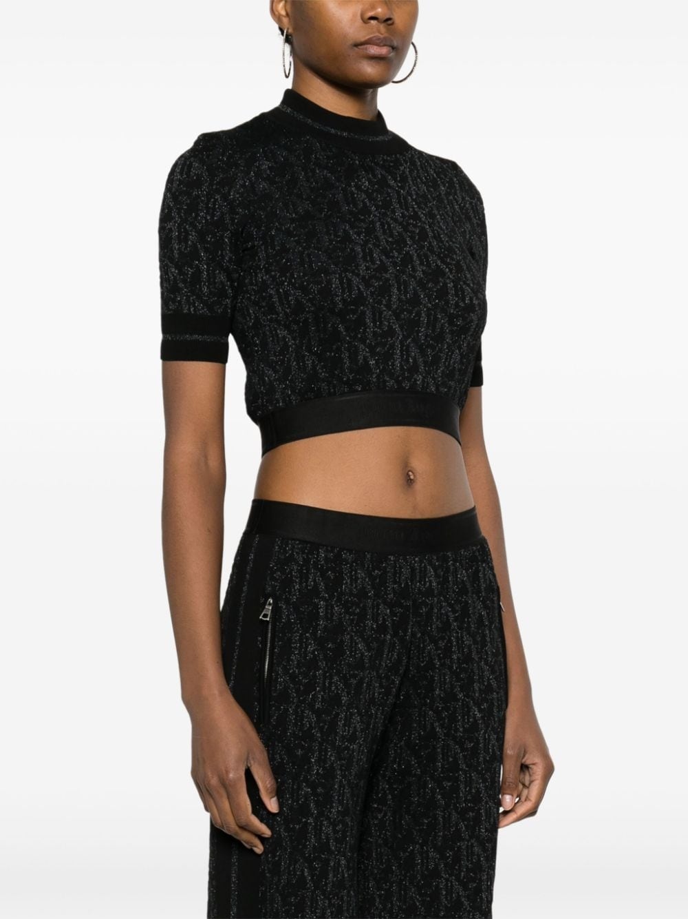 monogram-jacquard crop top - 3