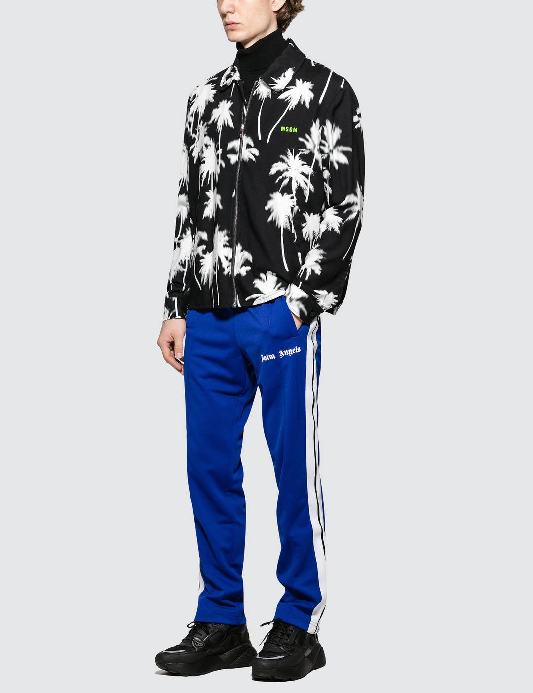 Palm Tree Print Zip Blouson Jacket - 2