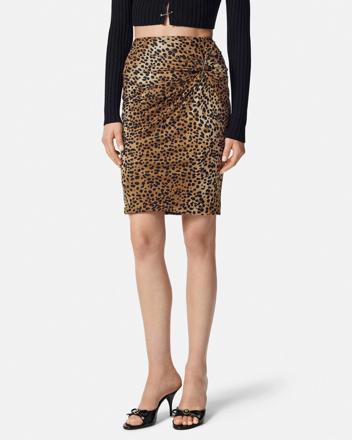 Leopard Gathered Midi Skirt - 4