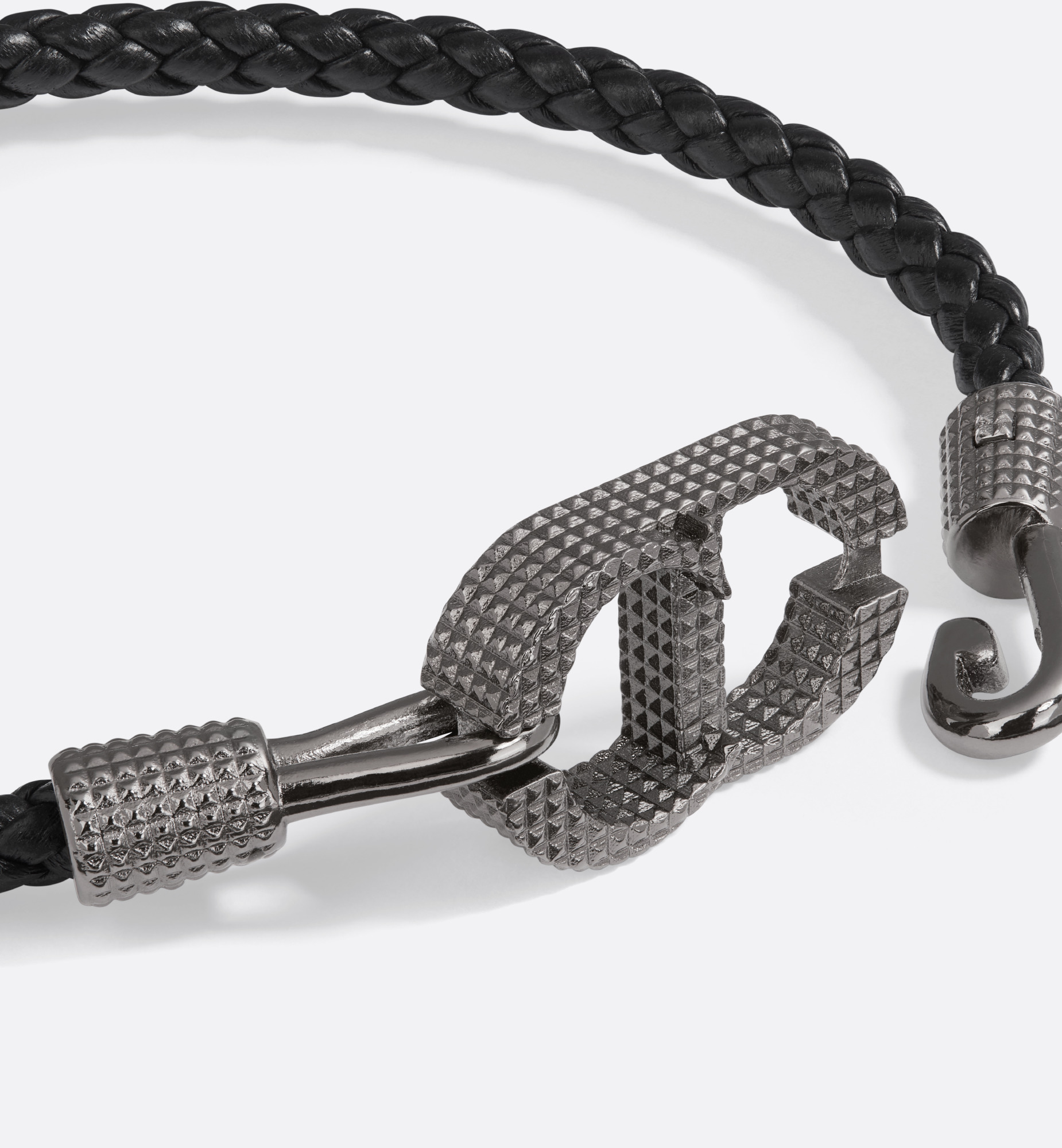 CD Icon Braided Leather Bracelet - 4
