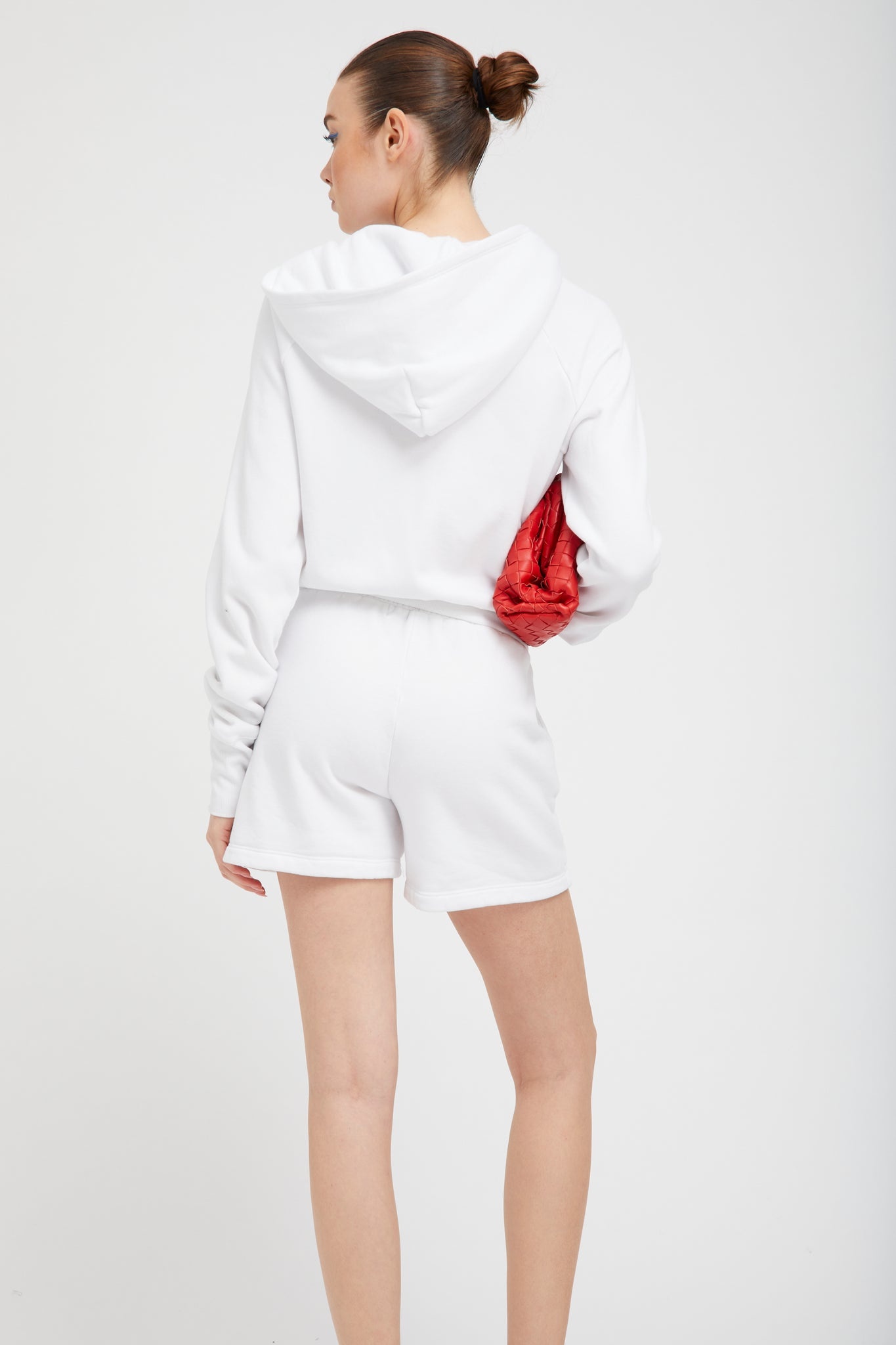 WHITE SHRUNKEN ZIP UP HOODIE - 4