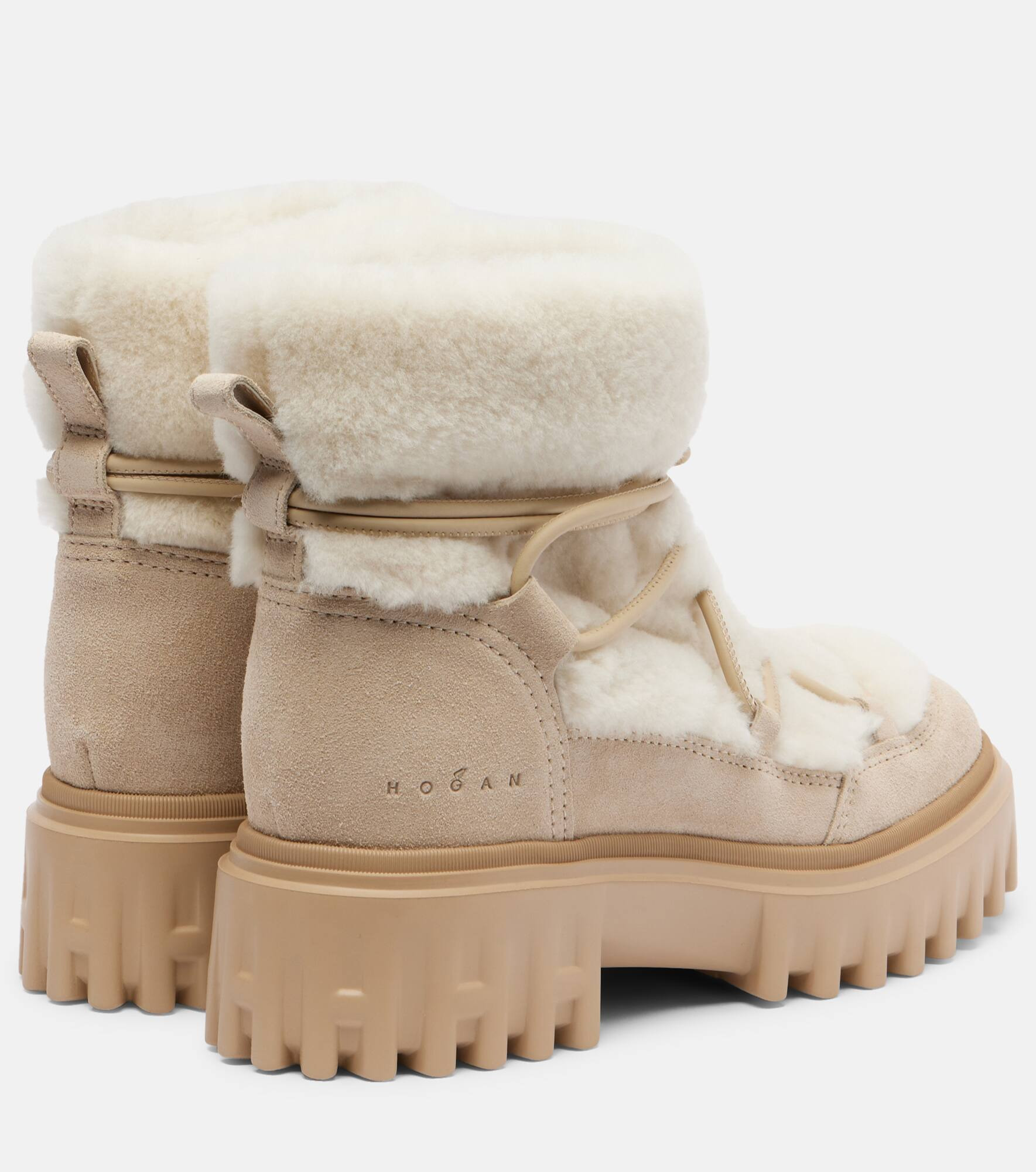 Hogan H700 shearling-trimmed suede ankle boots - 2