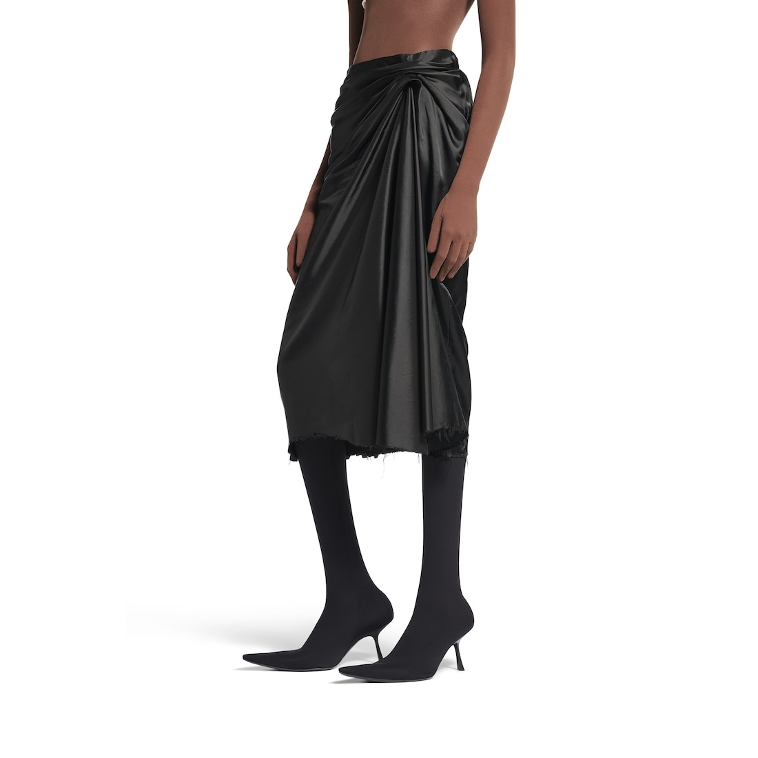 Women's Draped Skirt in Black - 5