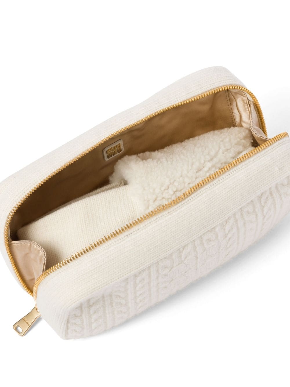 logo-lettering shearling slippers and case set - 3