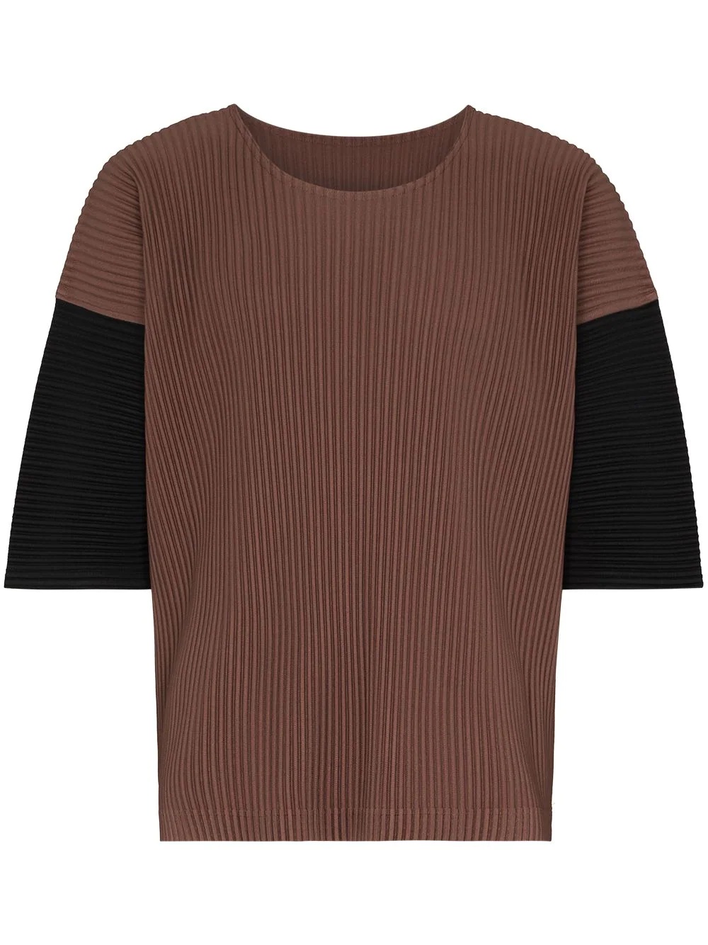 two-tone pleated T-shirt - 1