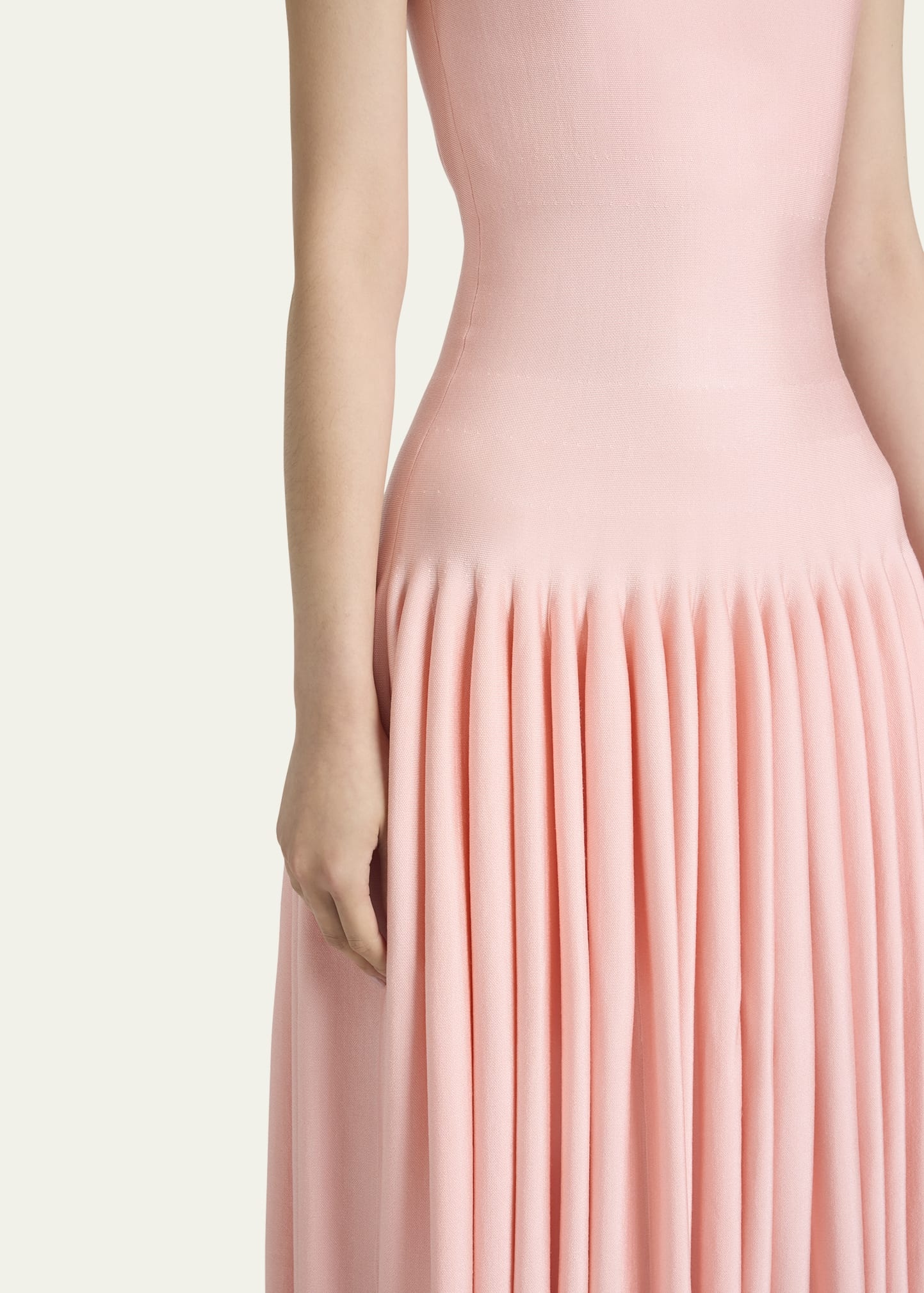 High-Neck Pleated Knit Midi Dress - 5