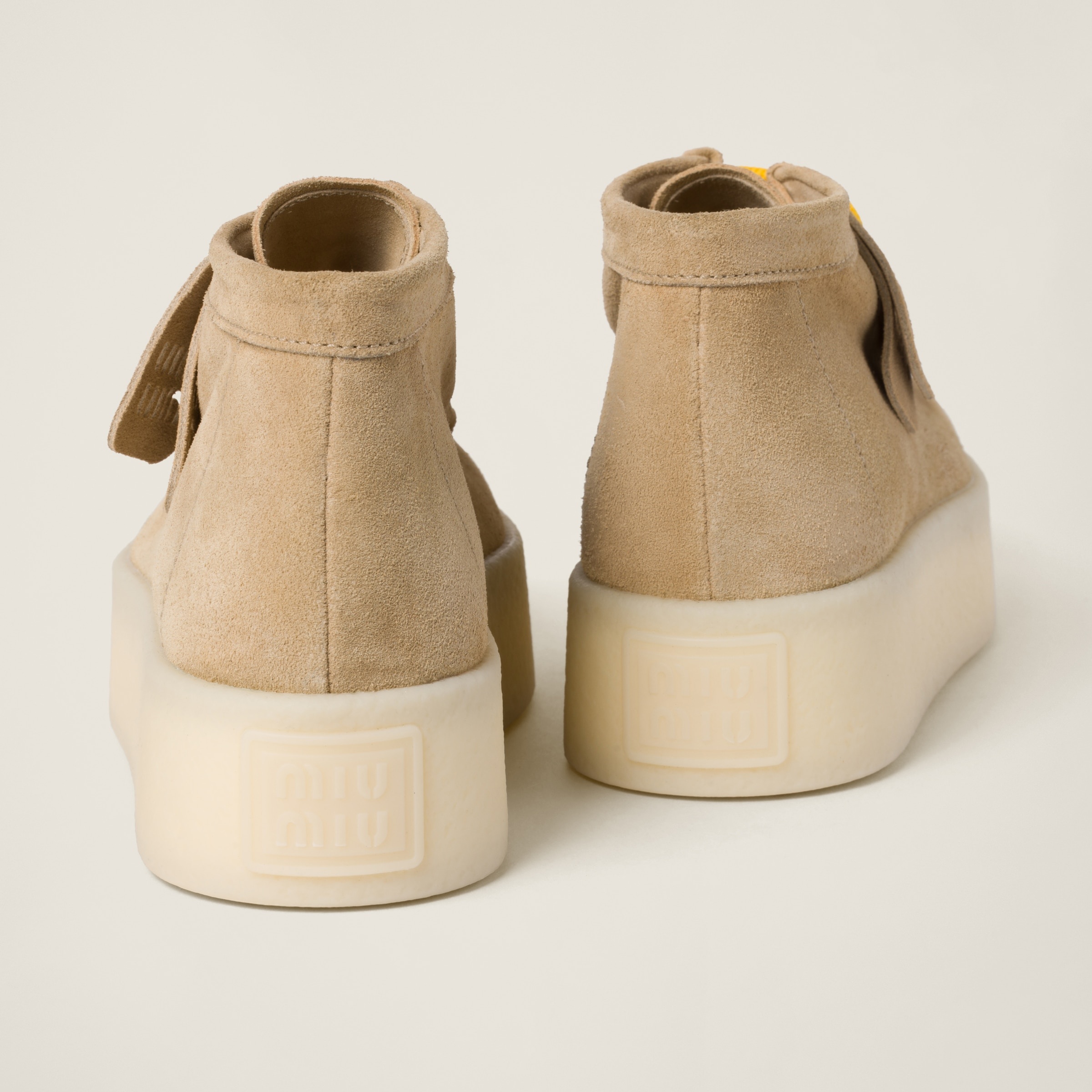 【関税込み】MiuMiu Suede ankle boots Miu Miu Suede delave wedge ankle boots | REVERSIBLE