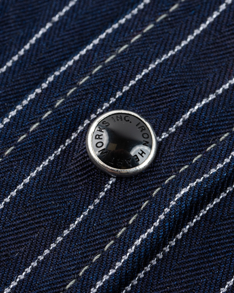 8.5OZ HERRINGBONE STRIPE WESTERN SHIRT - INDIGO - 13