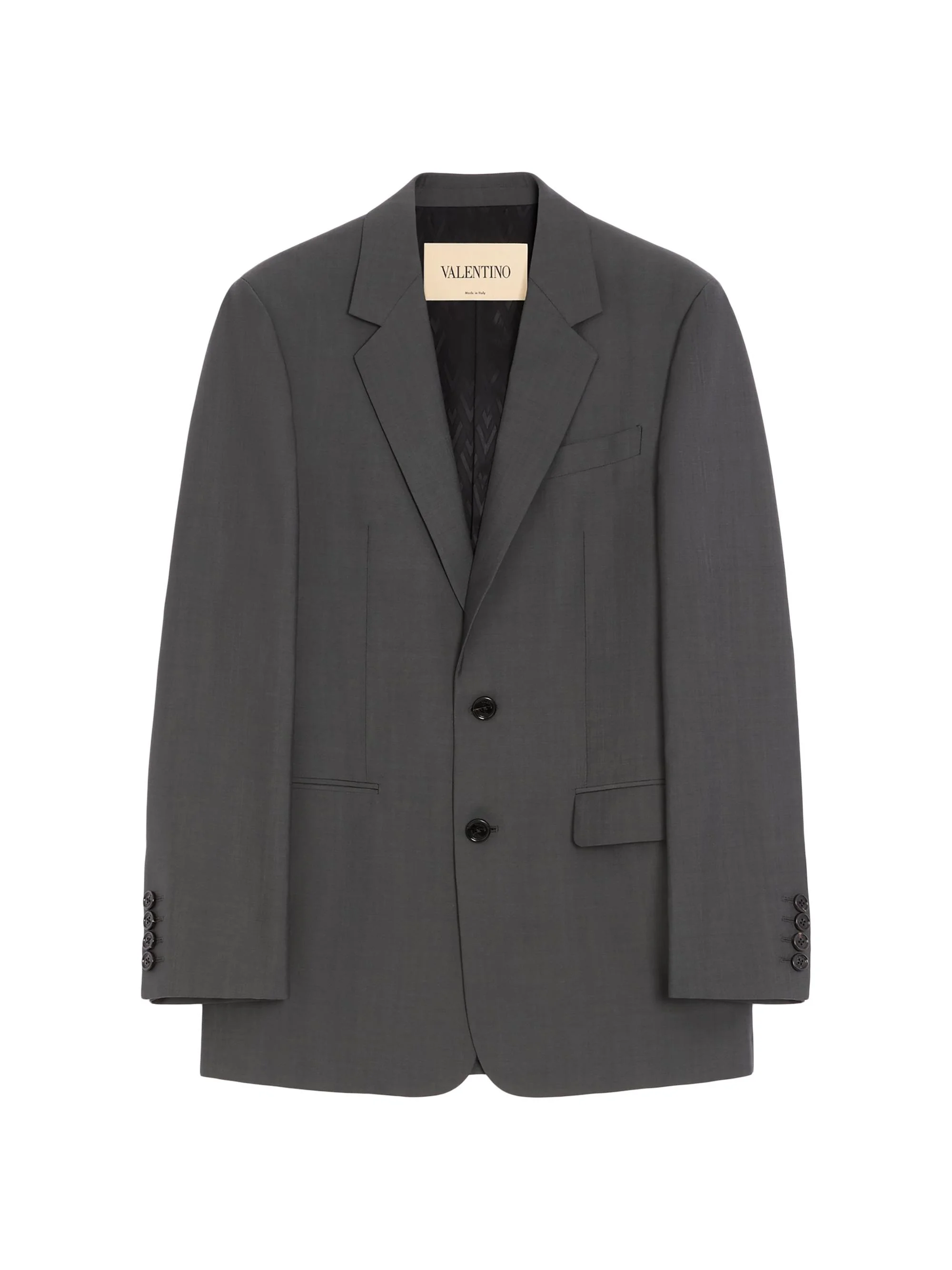 Men's Single-Breasted Wool Jacket - Dark Grey - 1