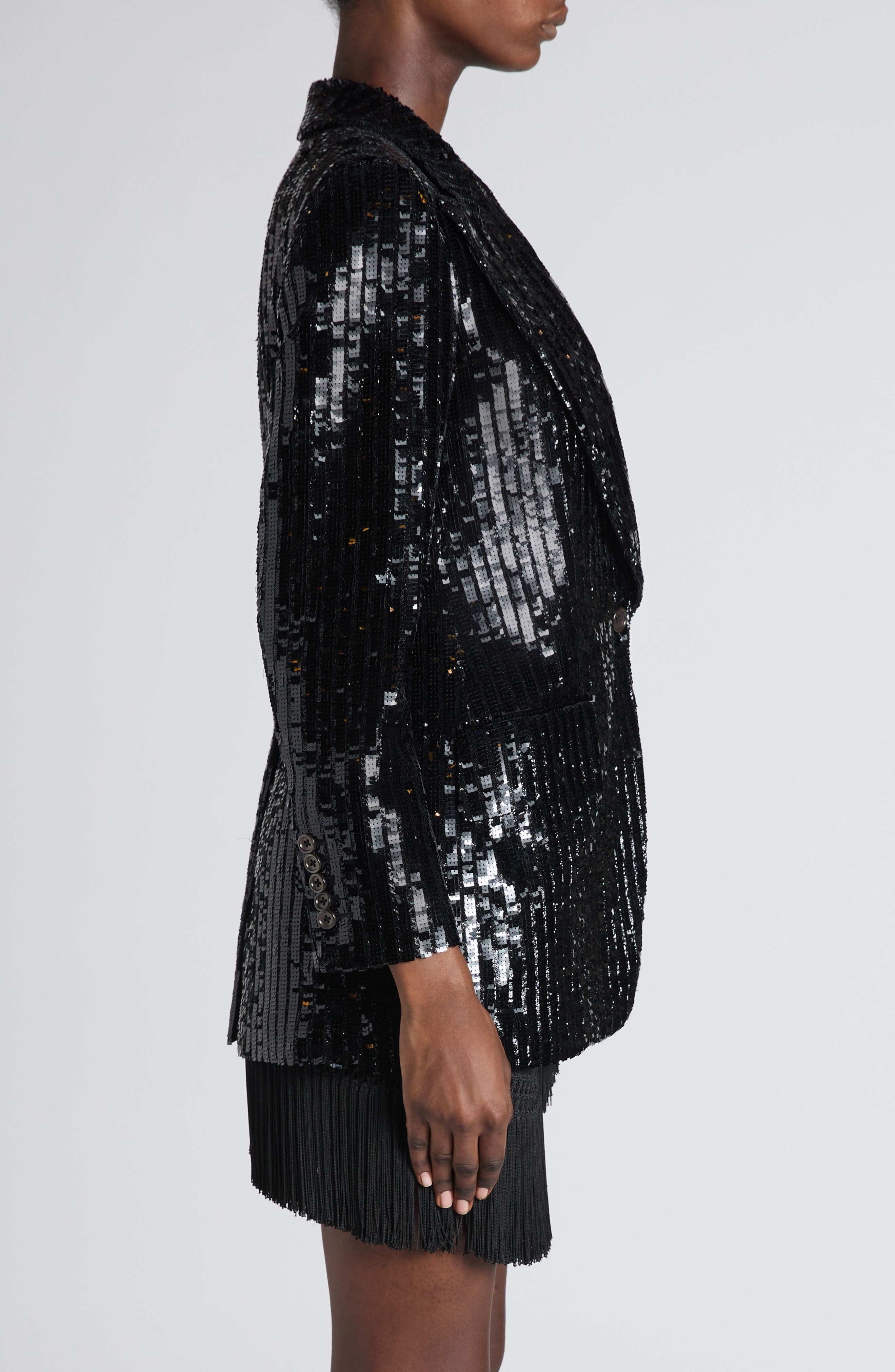 TOM FORD Sequin Stripe Blazer in Black at Nordstrom - 2