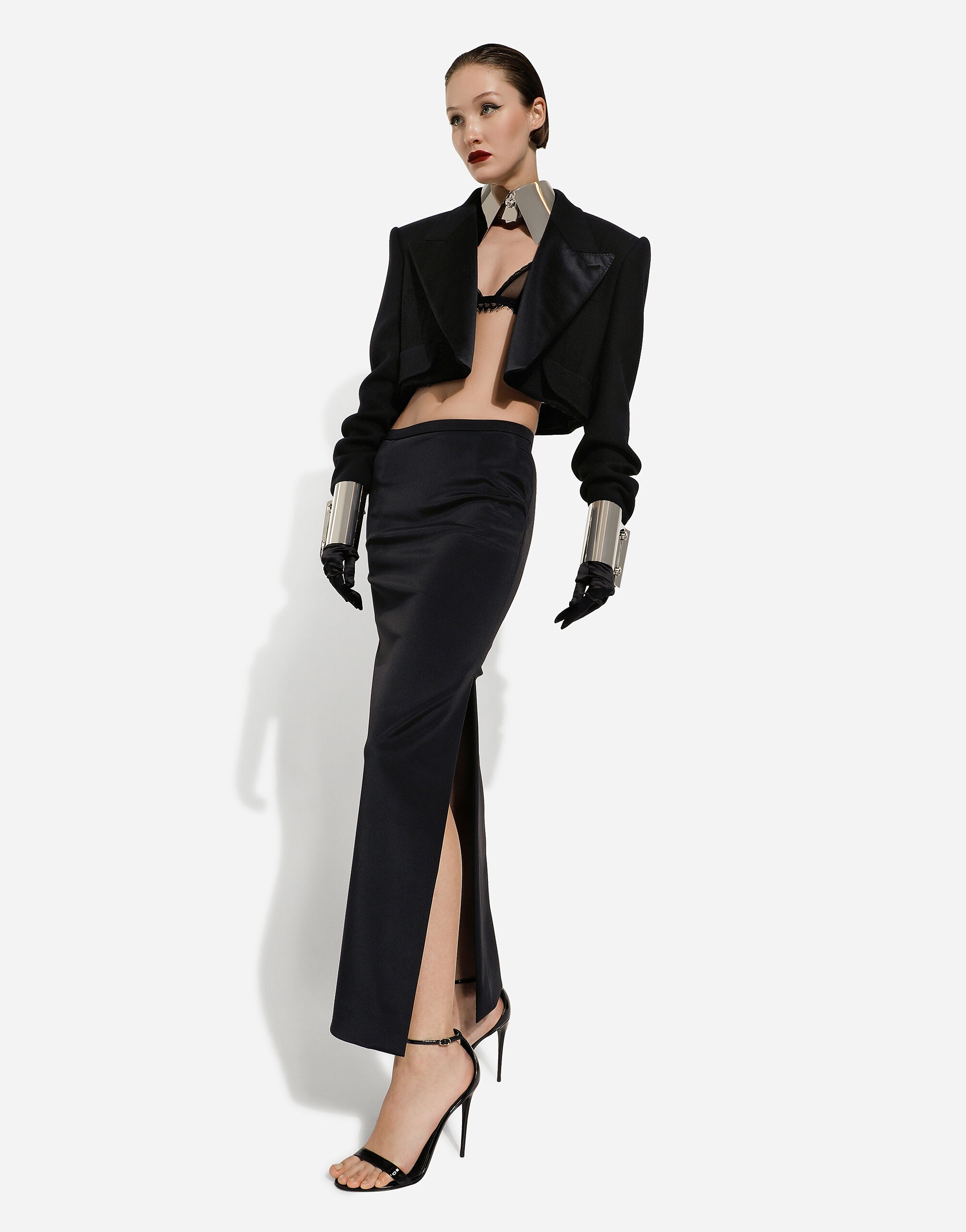 Cady calf-length skirt with slits - 6