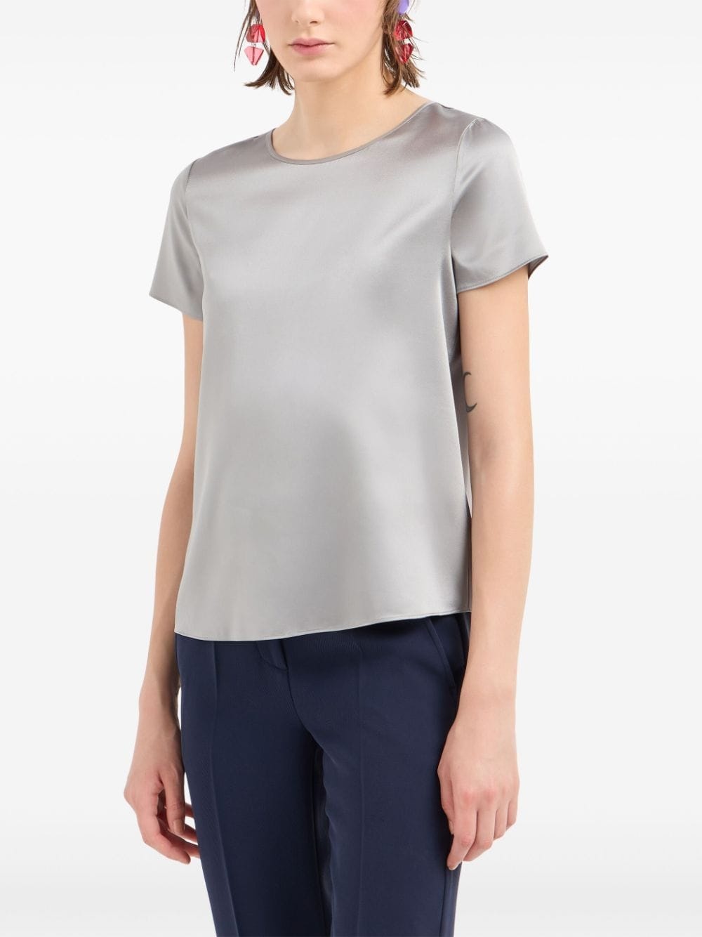 satin short-sleeve blouse - 2