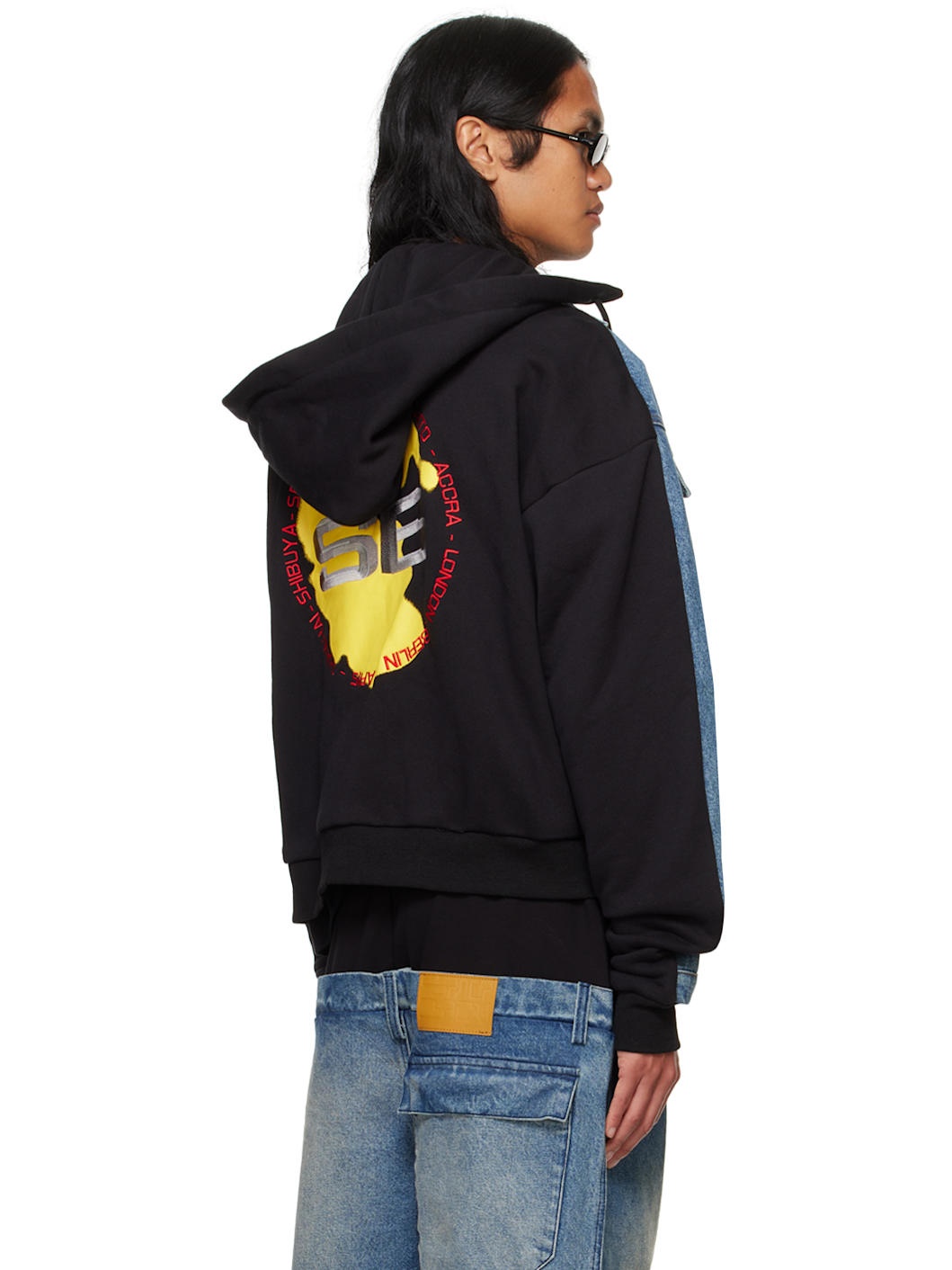 SPENCER BADU Blue & Black Paneled Denim Jacket | ssense