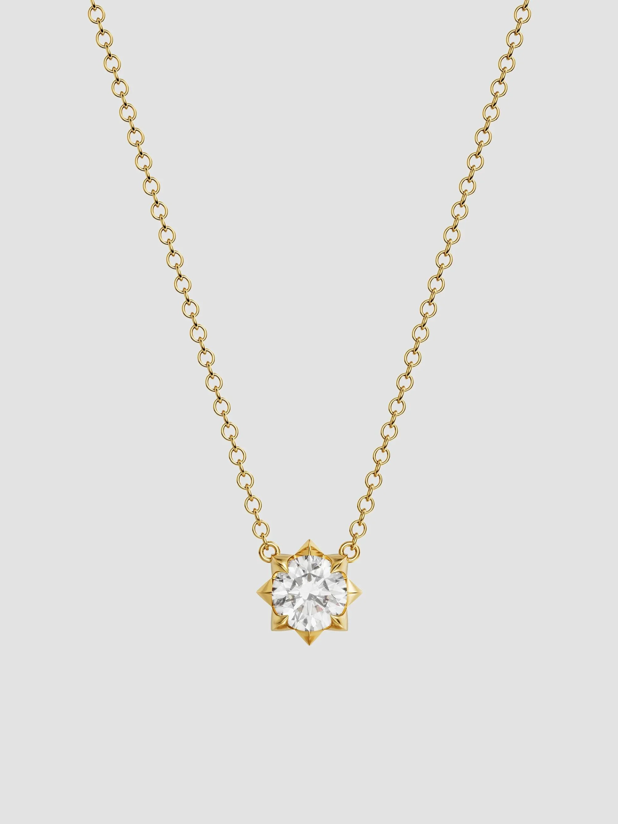 Women's Petite Pavé Pendant Necklace in 18K Yellow Gold with Diamond, 5MM - Diamond - 1