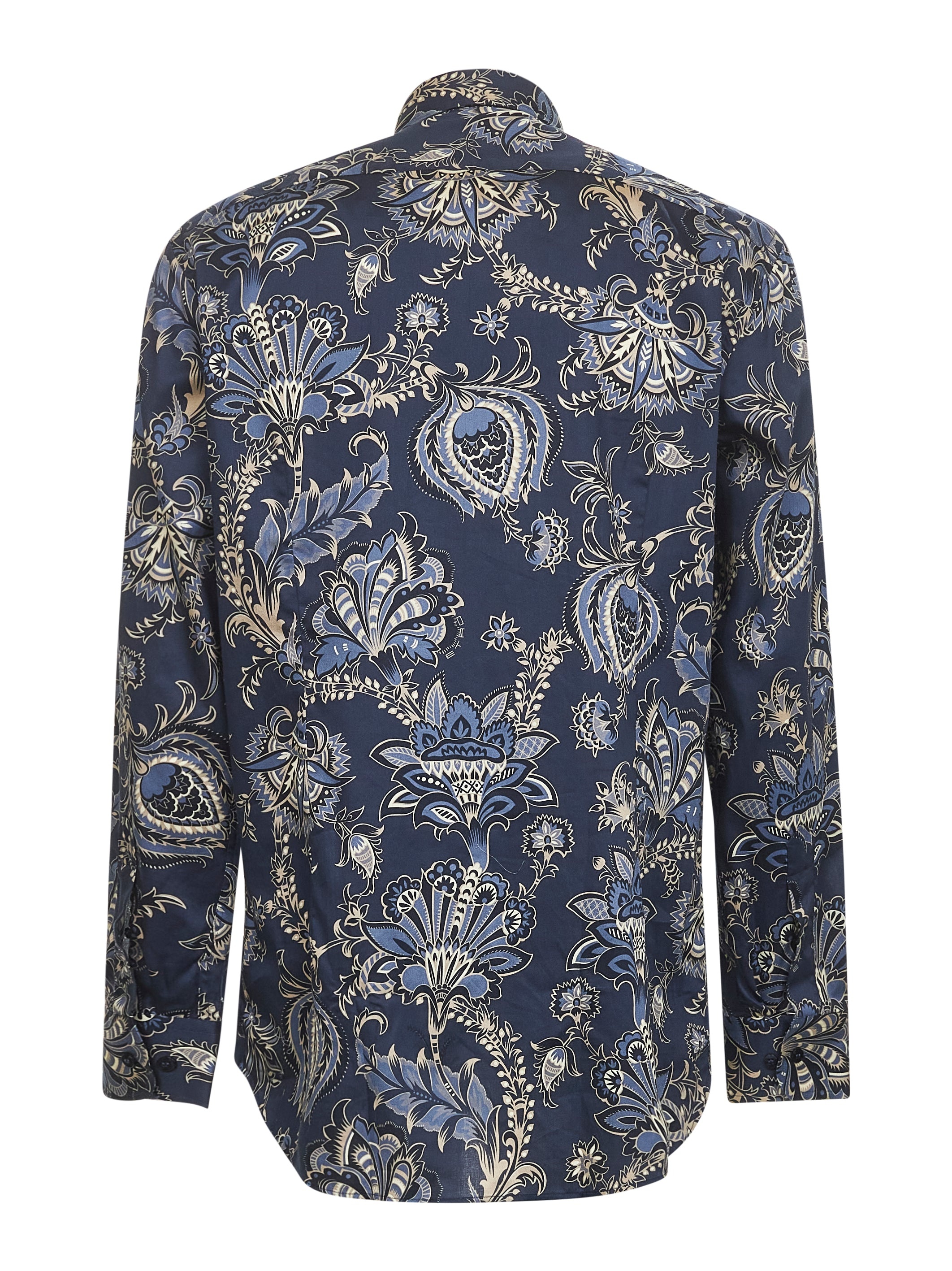 Blue maxi flower print cotton shirt - 2