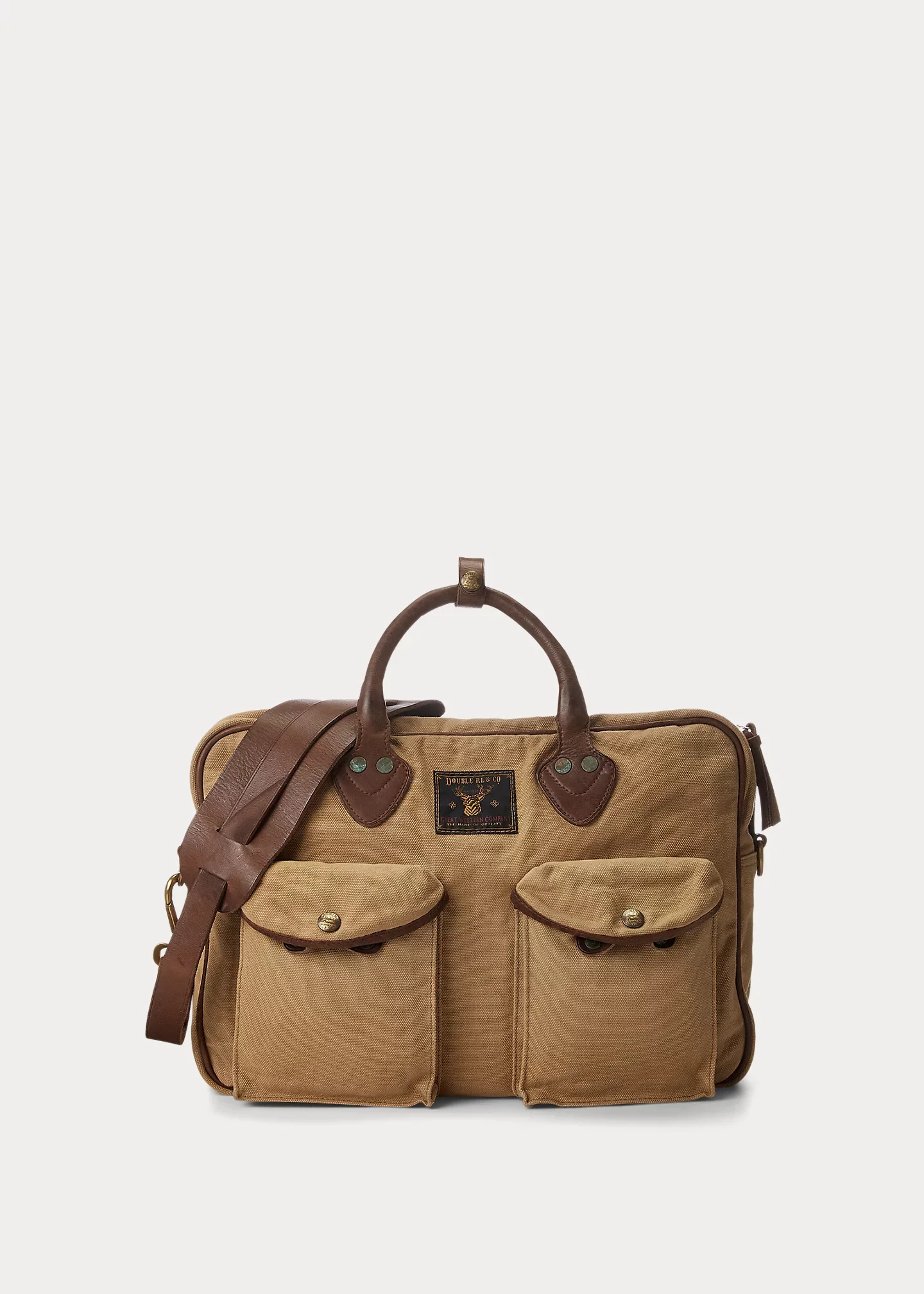 Leather-Trim Canvas Briefcase - 1