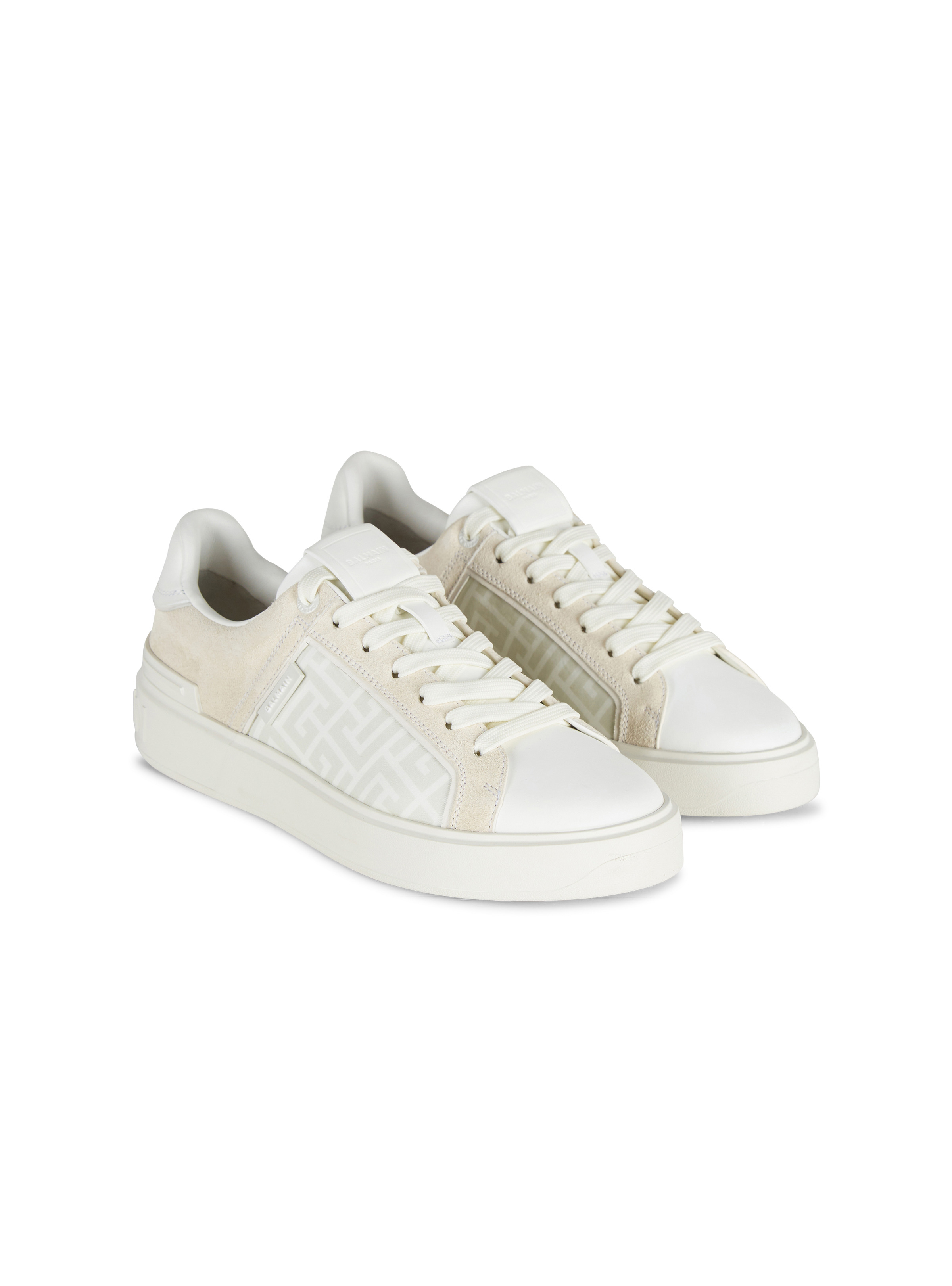 B-Court monogrammed nylon and leather trainers - 2