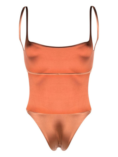 ISA BOULDER backless satin one-piece swimsuit outlook
