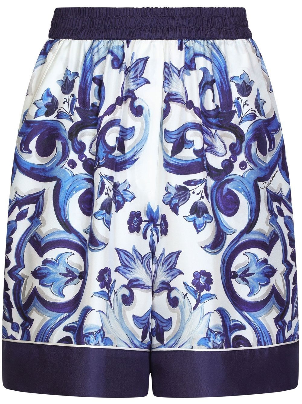 Majolica-print silk shorts - 1