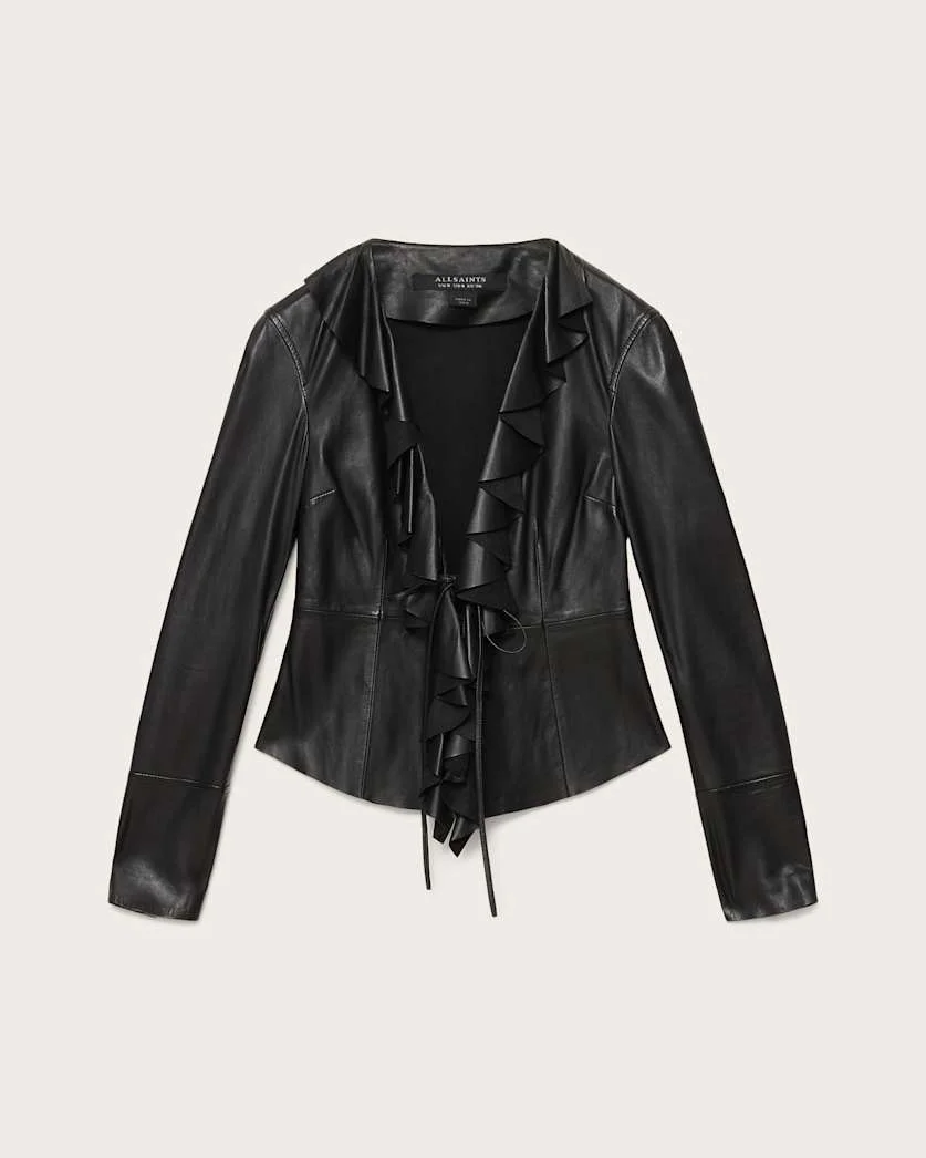LUANA SLIM FIT PLEATED LEATHER SHIRT - 1