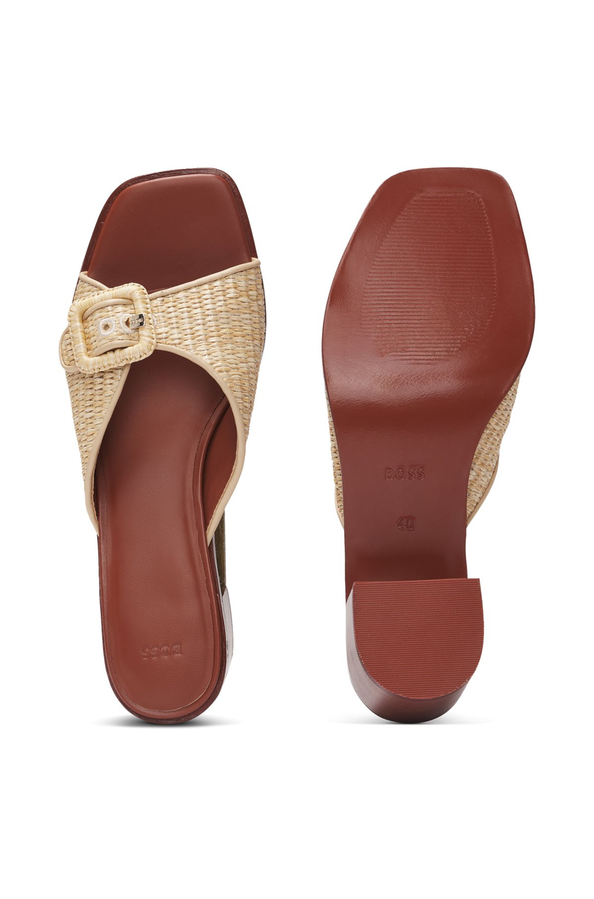 RAFFIA MULES WITH LEATHER TRIMS - 5