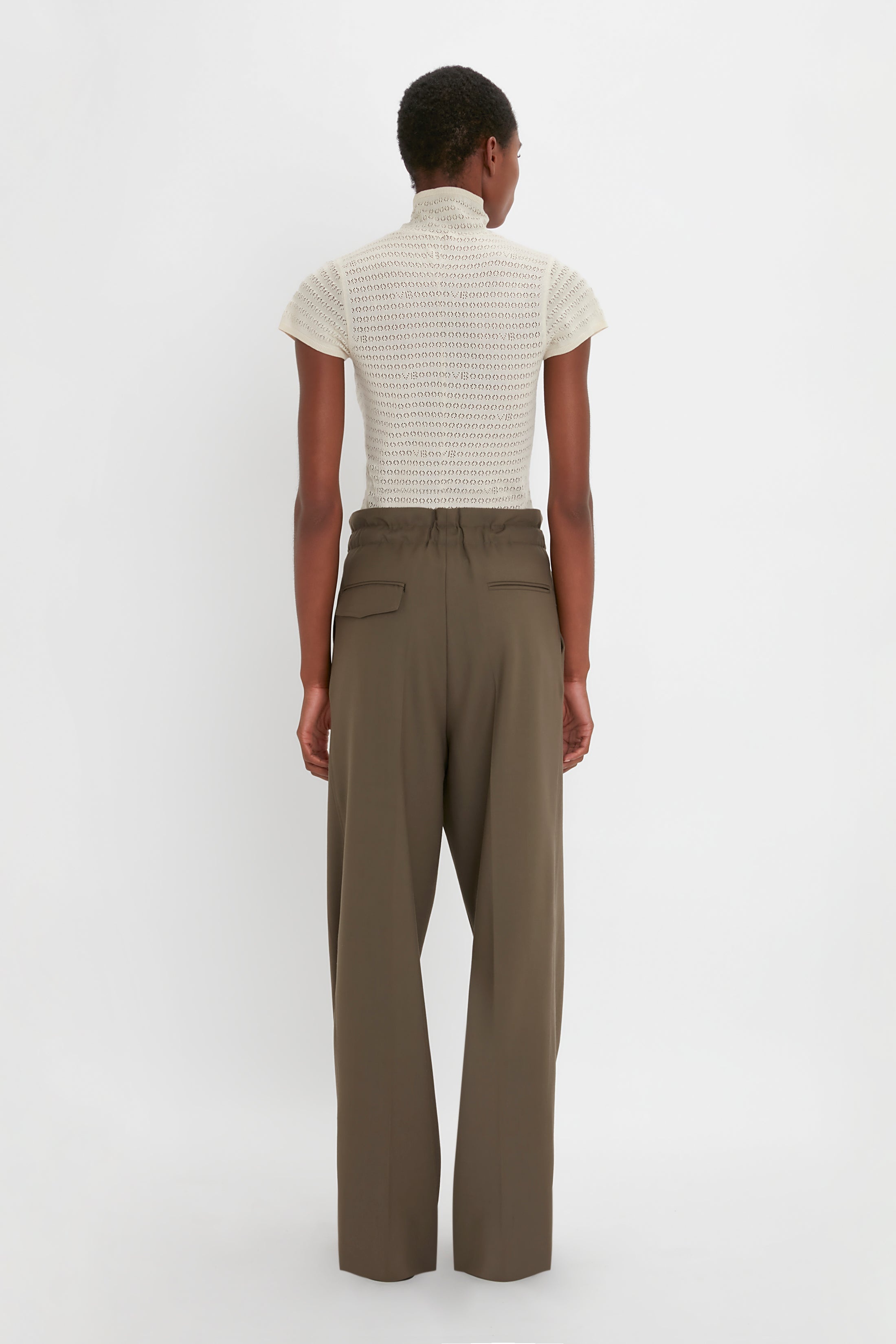 Gathered Waist Utility Trouser In Oregano - 4