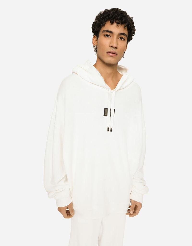 Jersey terry hoodie with logo tag 4