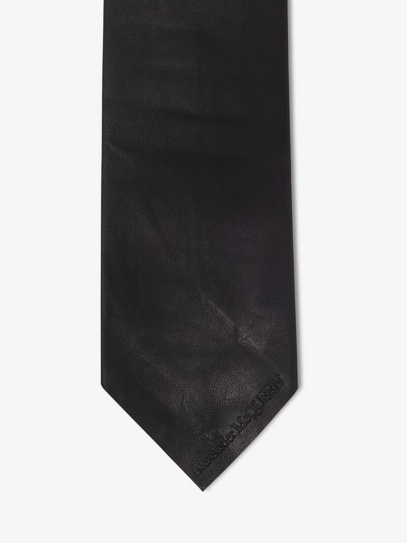 Women's Leather Tie in Black 4