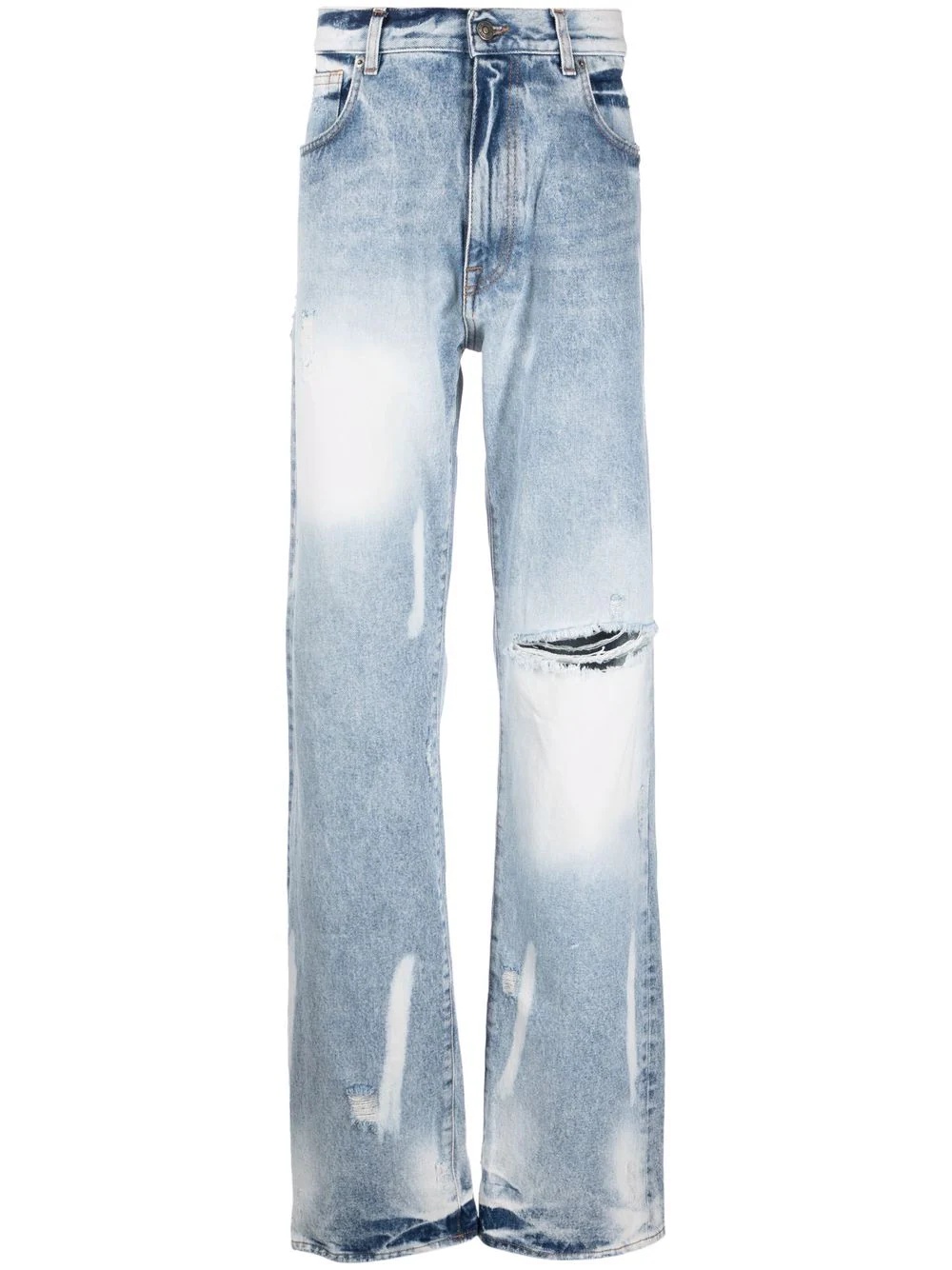 straight-leg stonewashed jeans - 1