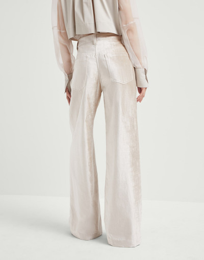 Brunello Cucinelli Cotton and viscose sleek velvet loose trousers outlook