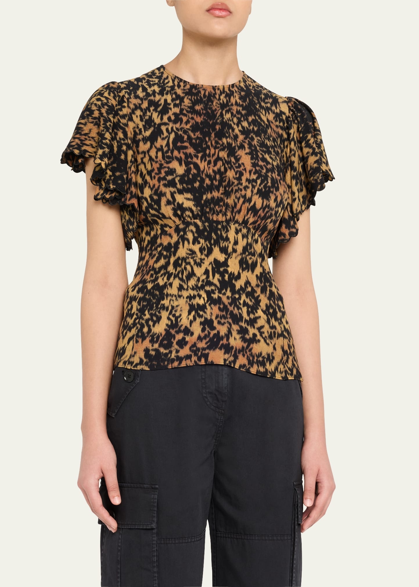 Nejma Flutter-Sleeve Blouse - 4