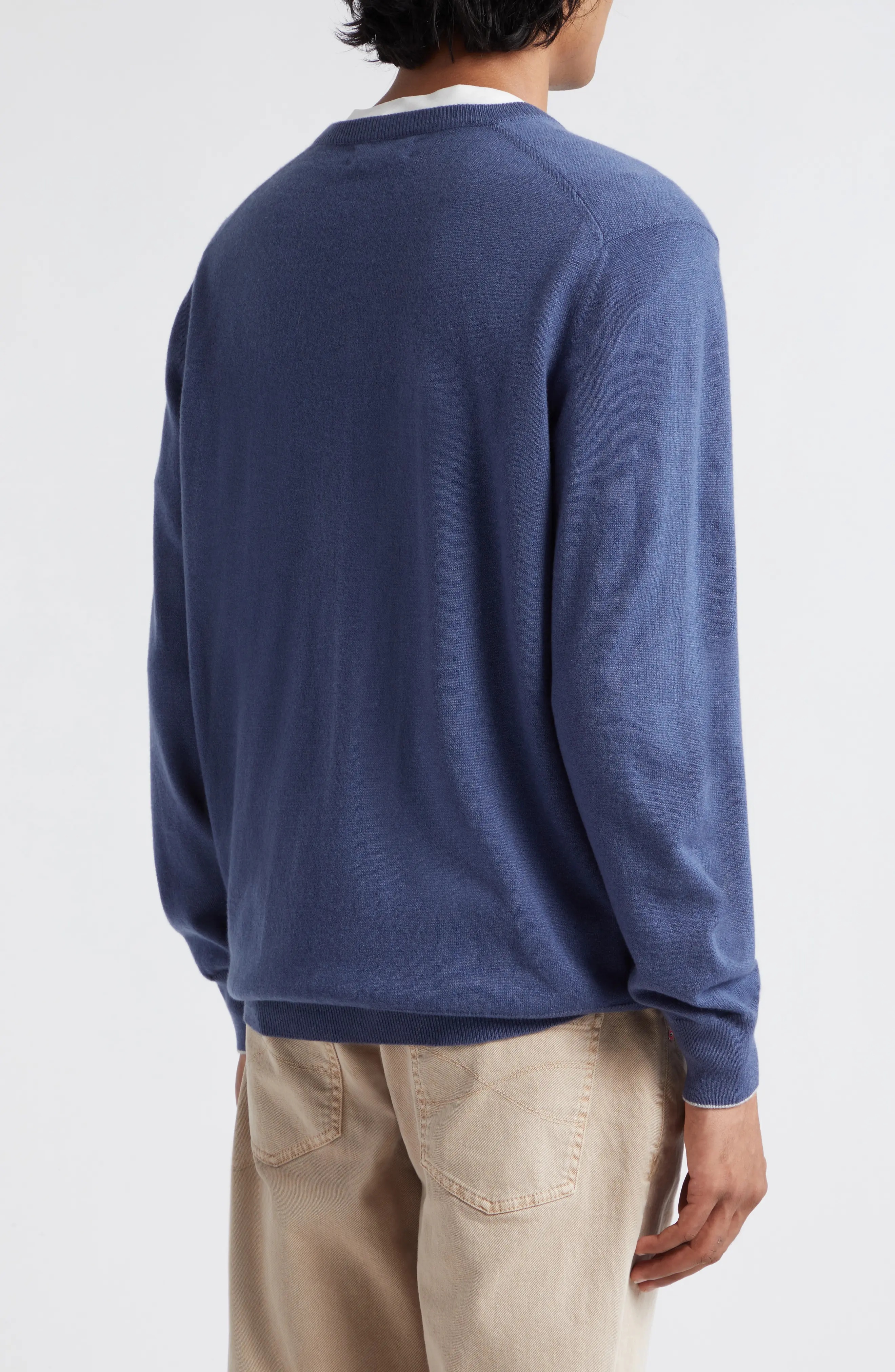 Cashmere V-Neck Sweater in Odissea/Ciottolo - 3